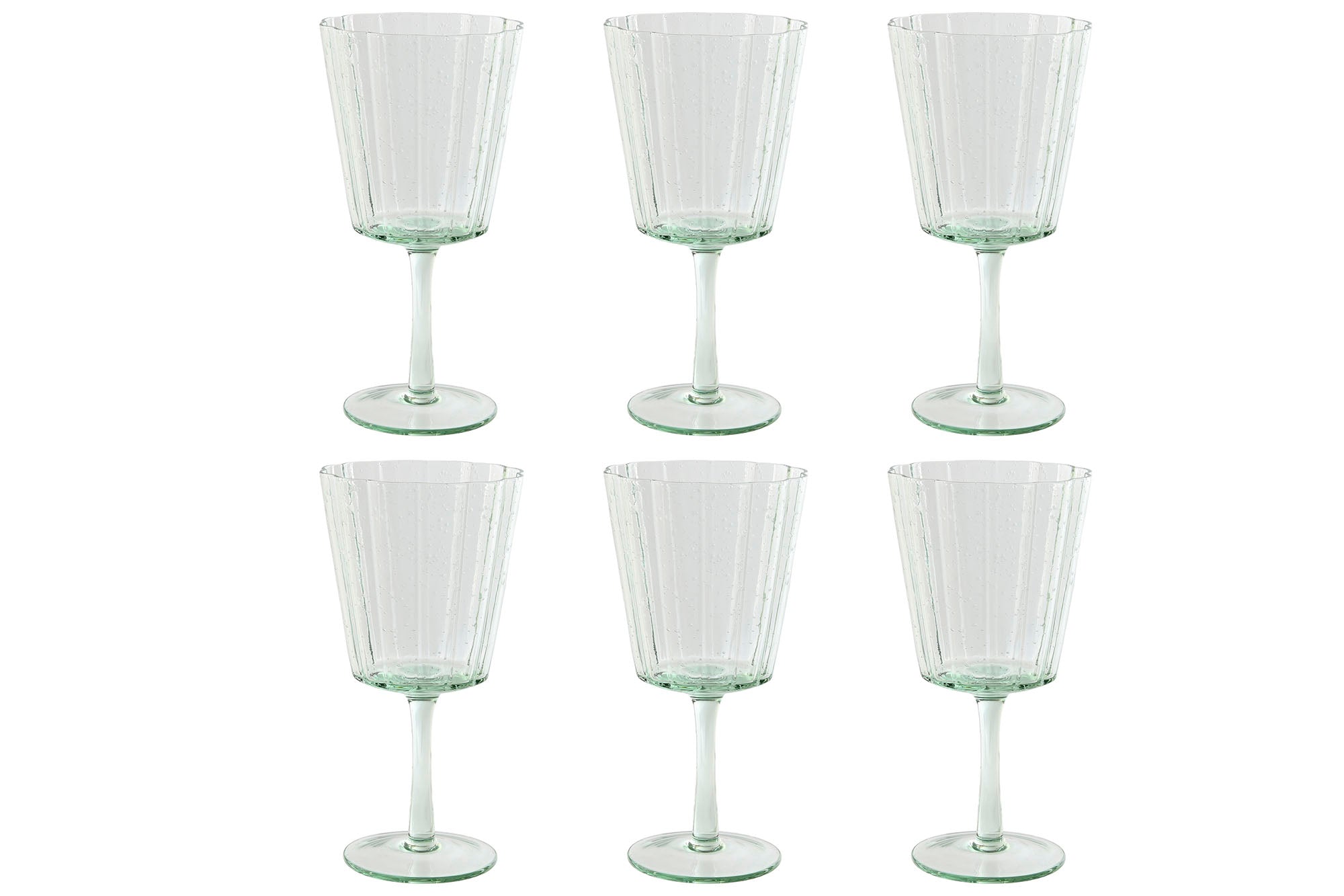 Copa Set 6 Cristal 9X9X17,8 380Ml Burbujas Verde