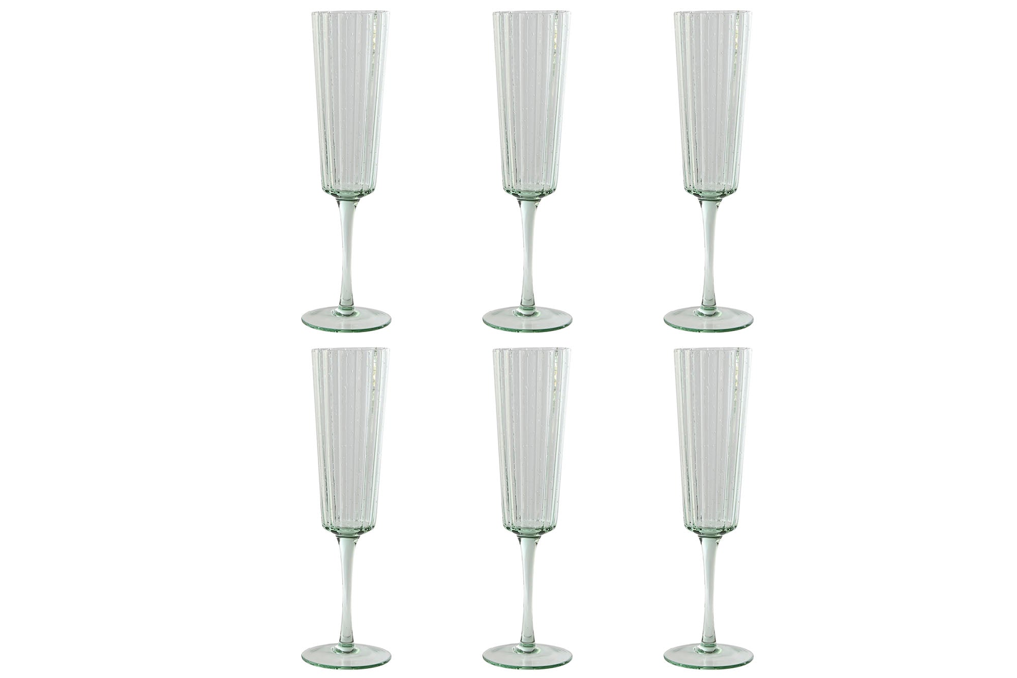 Copa Set 6 Cristal 6X6X23,7 230Ml Burbujas Verde