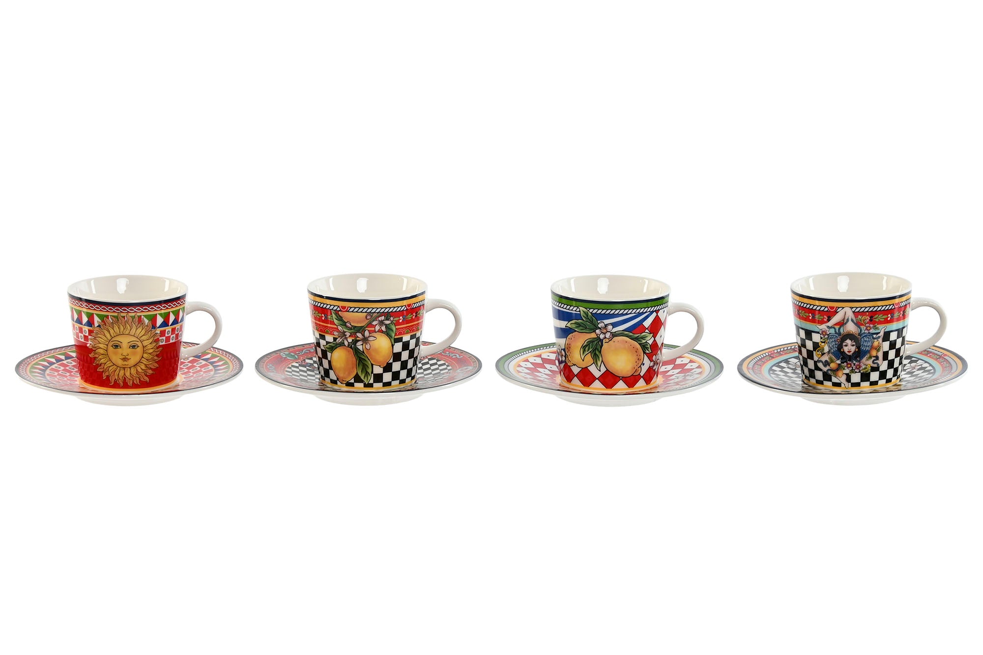 Taza Set Plato Porcelana 12,5X12,5X1,5 90Ml Limone