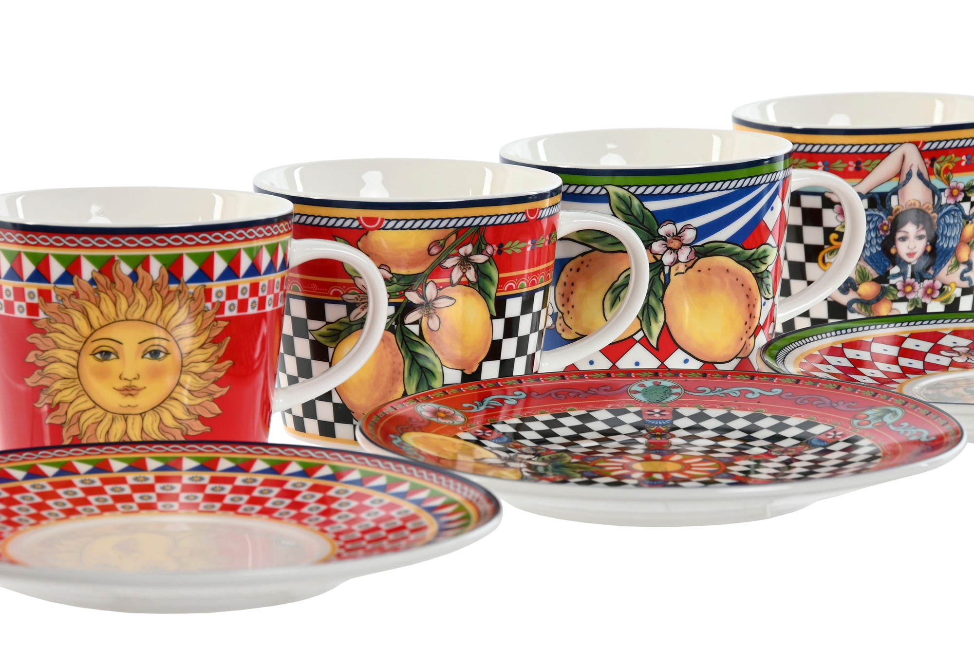 Taza Set Plato Porcelana 15,6X15,6X1,7 220Ml Limon