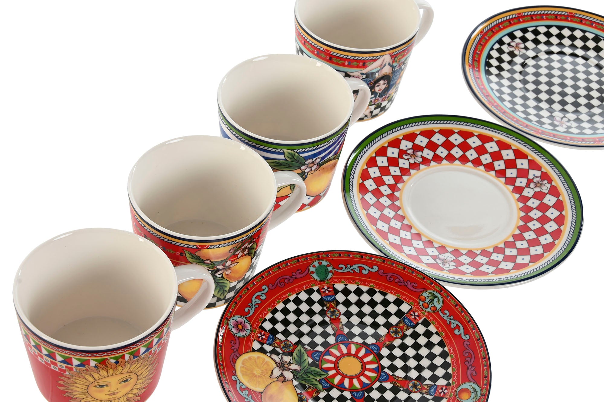 Taza Set Plato Porcelana 15,6X15,6X1,7 220Ml Limon