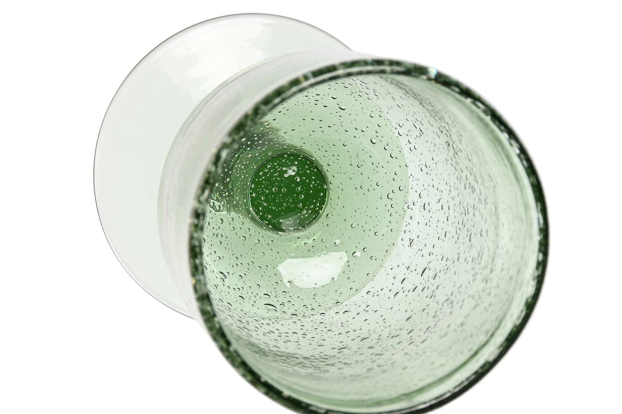 Glass Set 6 Crystal 8X8X14 300Ml Green Bubbles