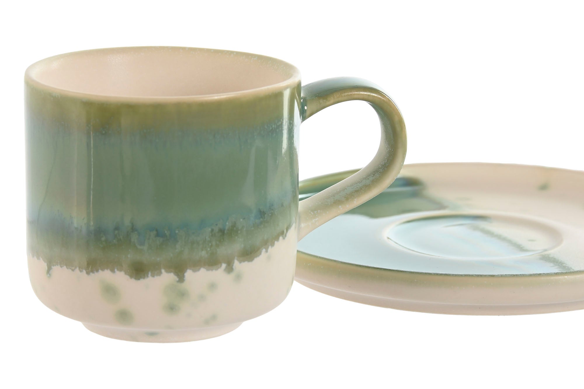 Taza Set Plato Porcelana 12X12X0,8 130Ml Jade