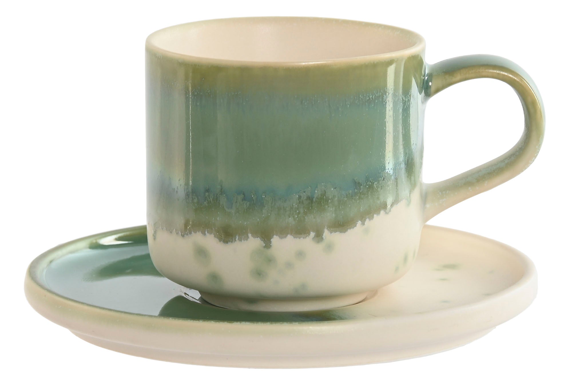 Taza Set Plato Porcelana 12X12X0,8 130Ml Jade