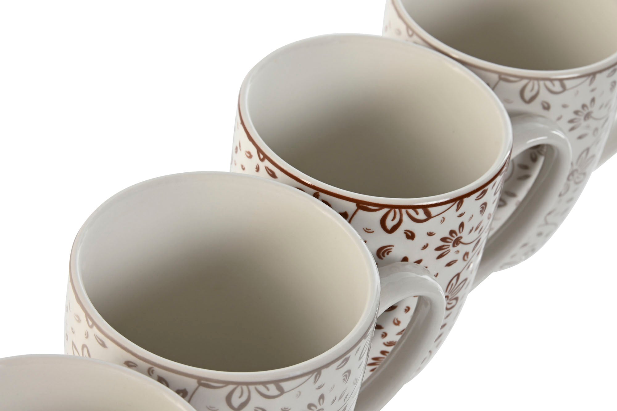 Mug Set 4 Porcelana 12X9X10,5 340Ml Flores Beige