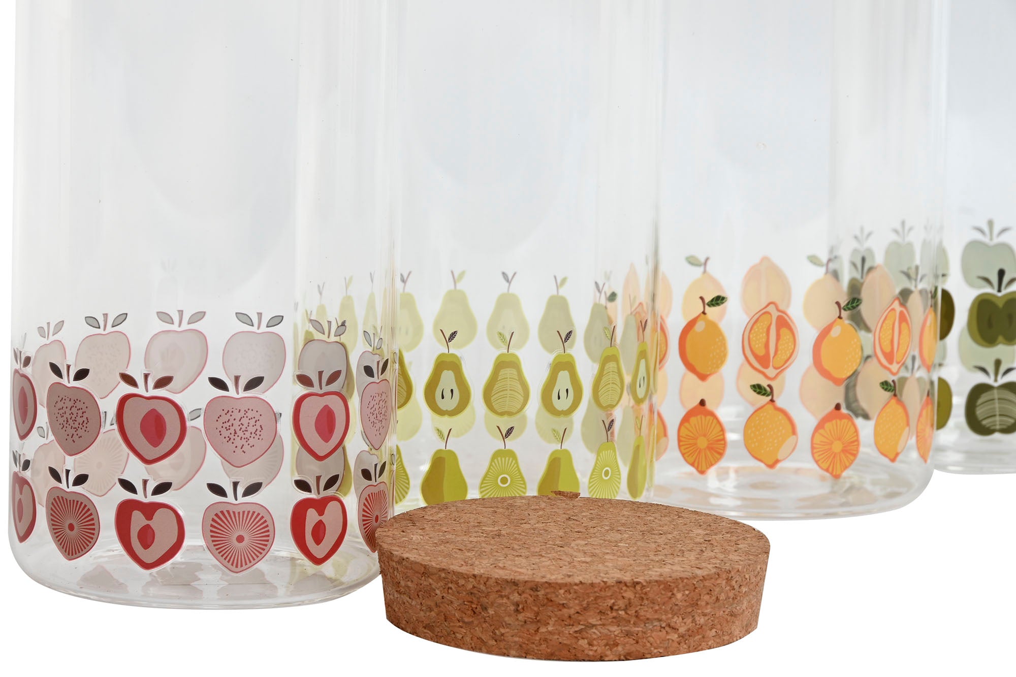 Bote Borosilicato Corcho 10X10X17 1L Fruta 4 Surt.