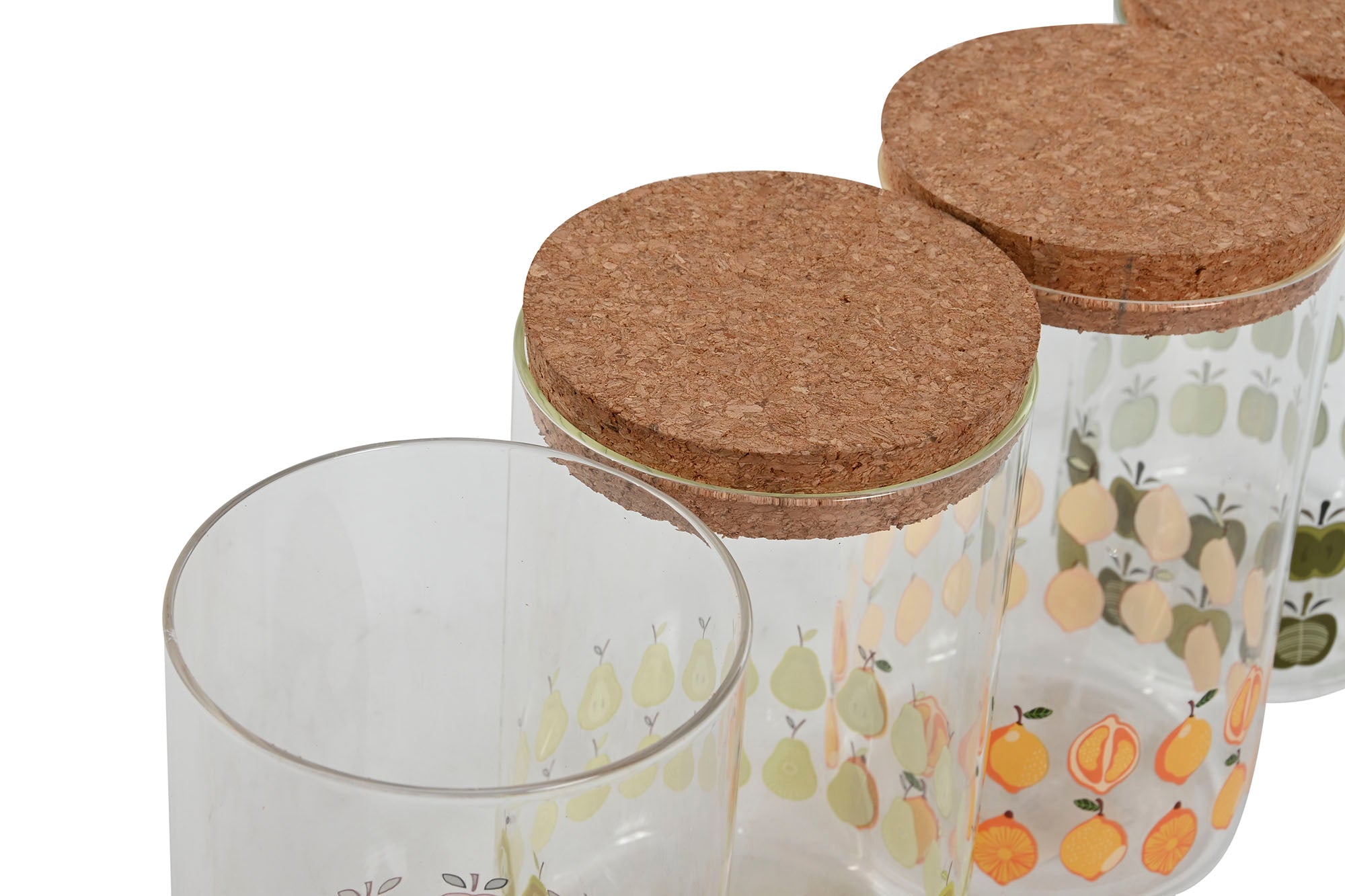 Bote Borosilicato Corcho 10X10X17 1L Fruta 4 Surt.