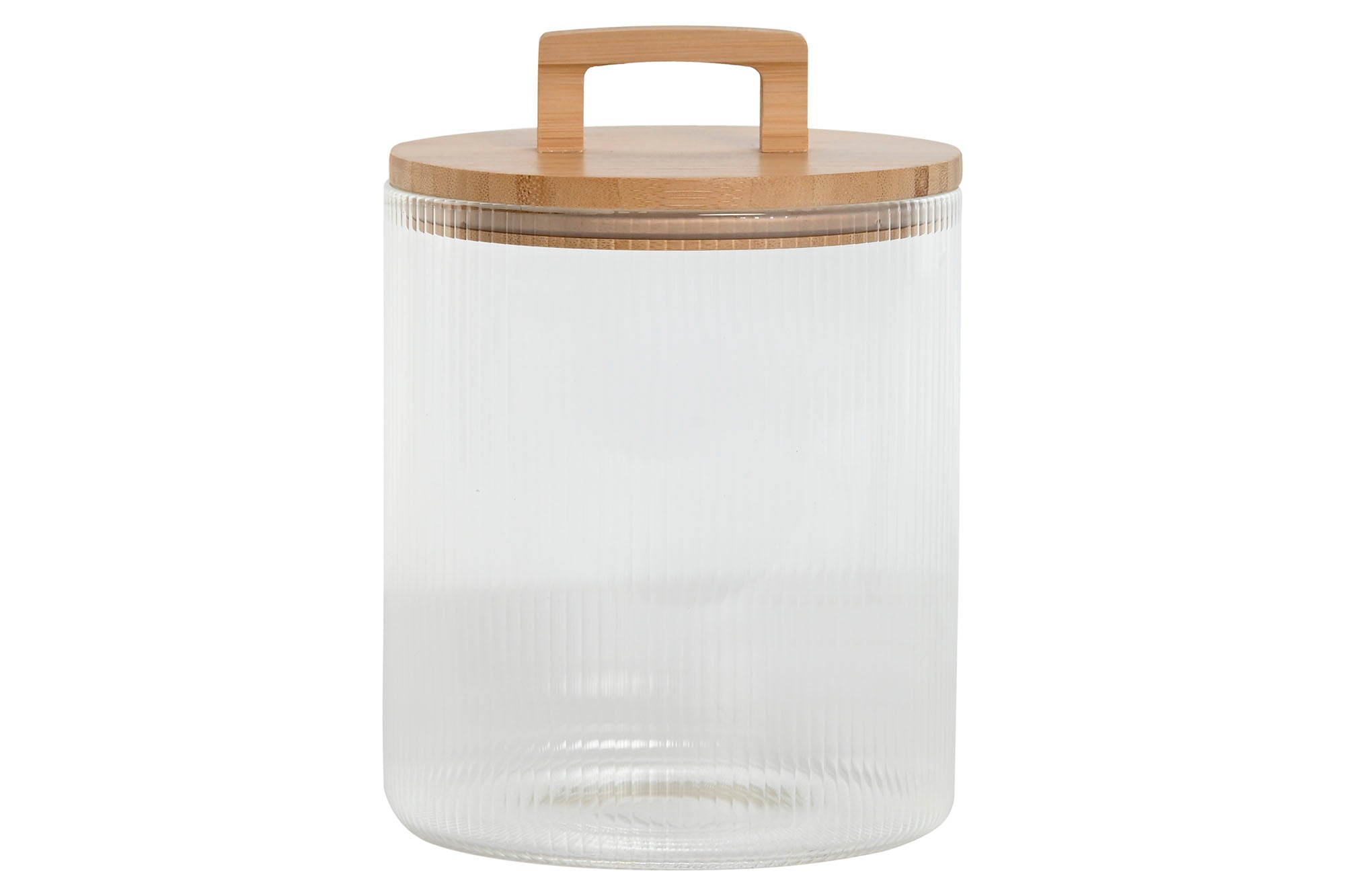 Bote Cristal Bambu 16X16X23 3L Rayado Transparente