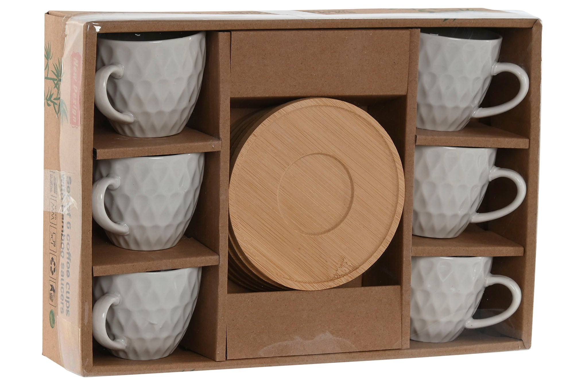 Cafe Set 6 Porcelana Bambu 8,5X6,4X5,5 90Ml Blanco