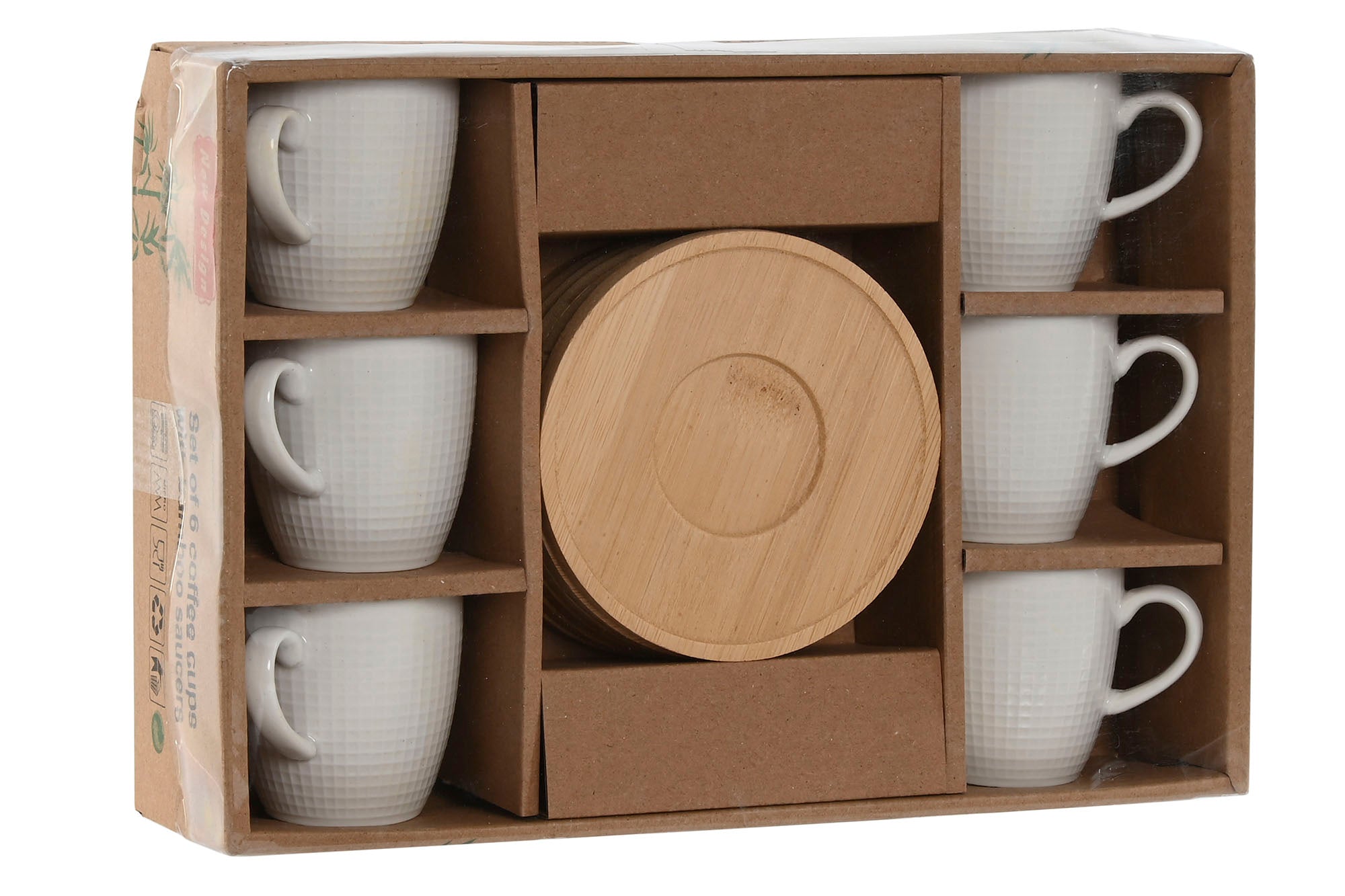 Cafe Set 6 Porcelana Bambu 7,8X5,7X5,8 90Ml Blanco