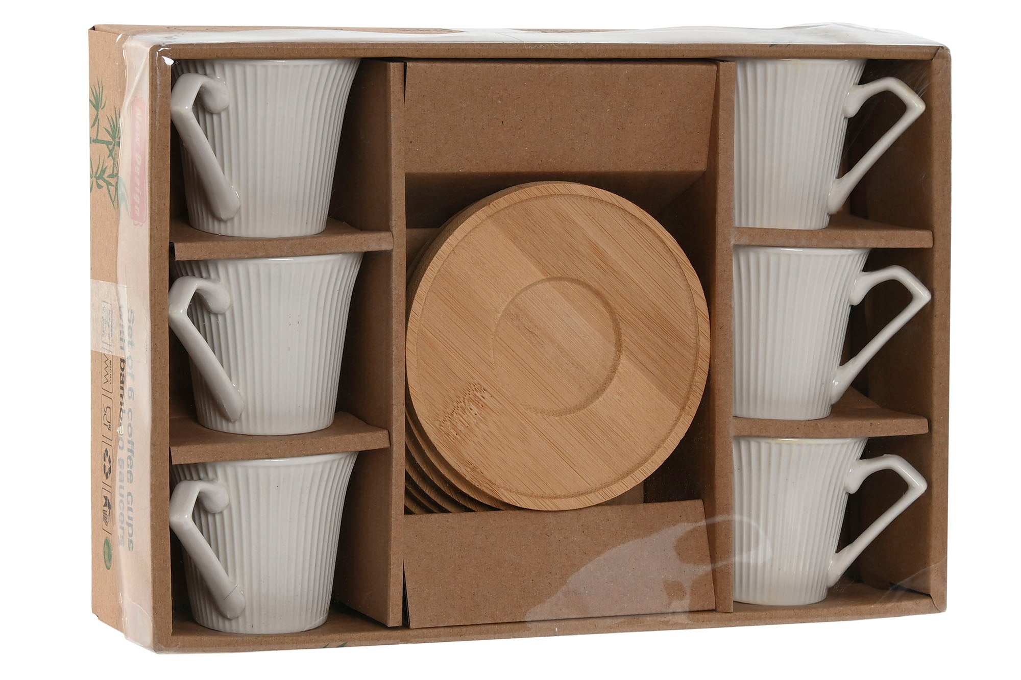 Cafe Set 6 Porcelana Bambu 8,5X6,5X6 90Ml Blanco