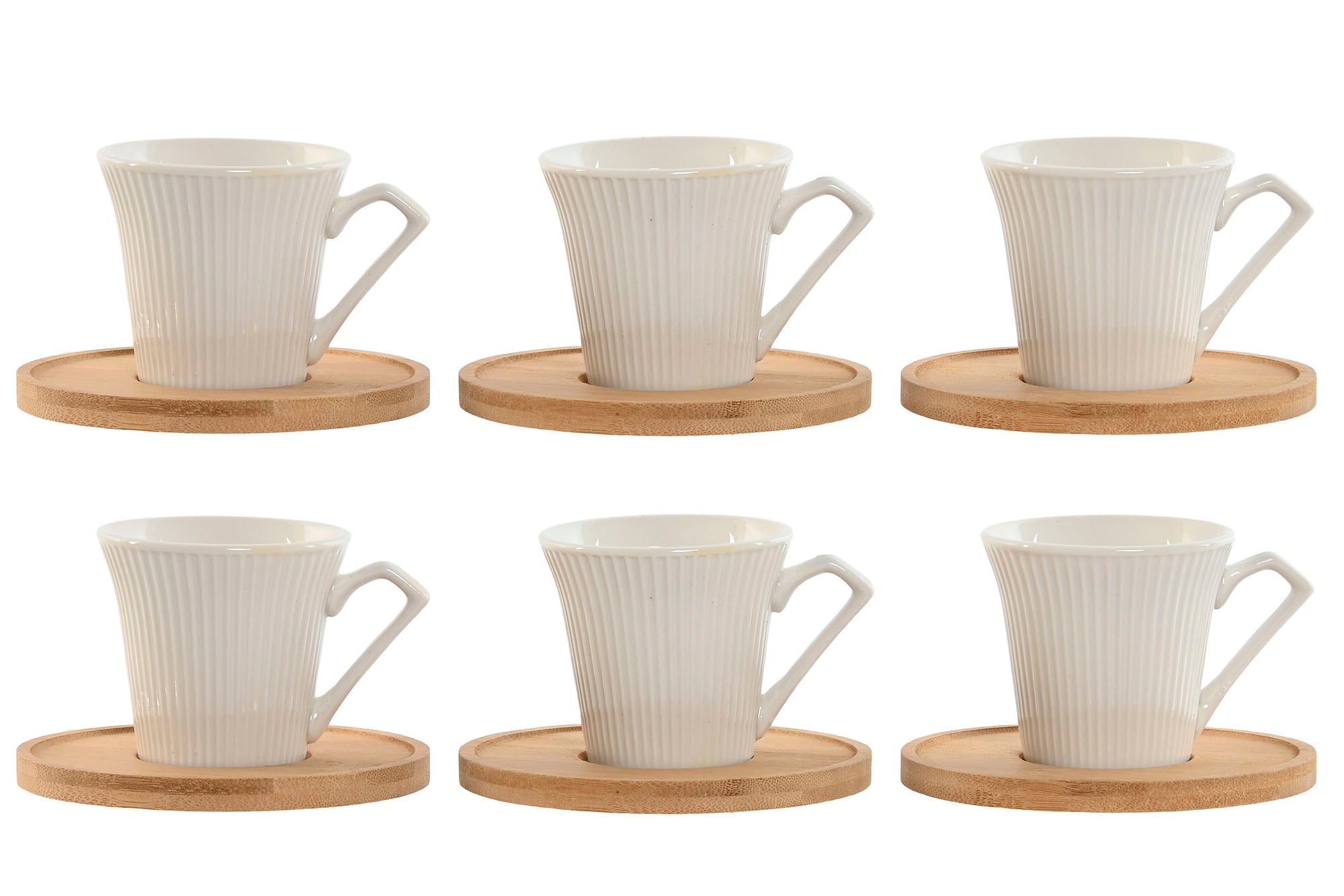 Cafe Set 6 Porcelana Bambu 8,5X6,5X6 90Ml Blanco