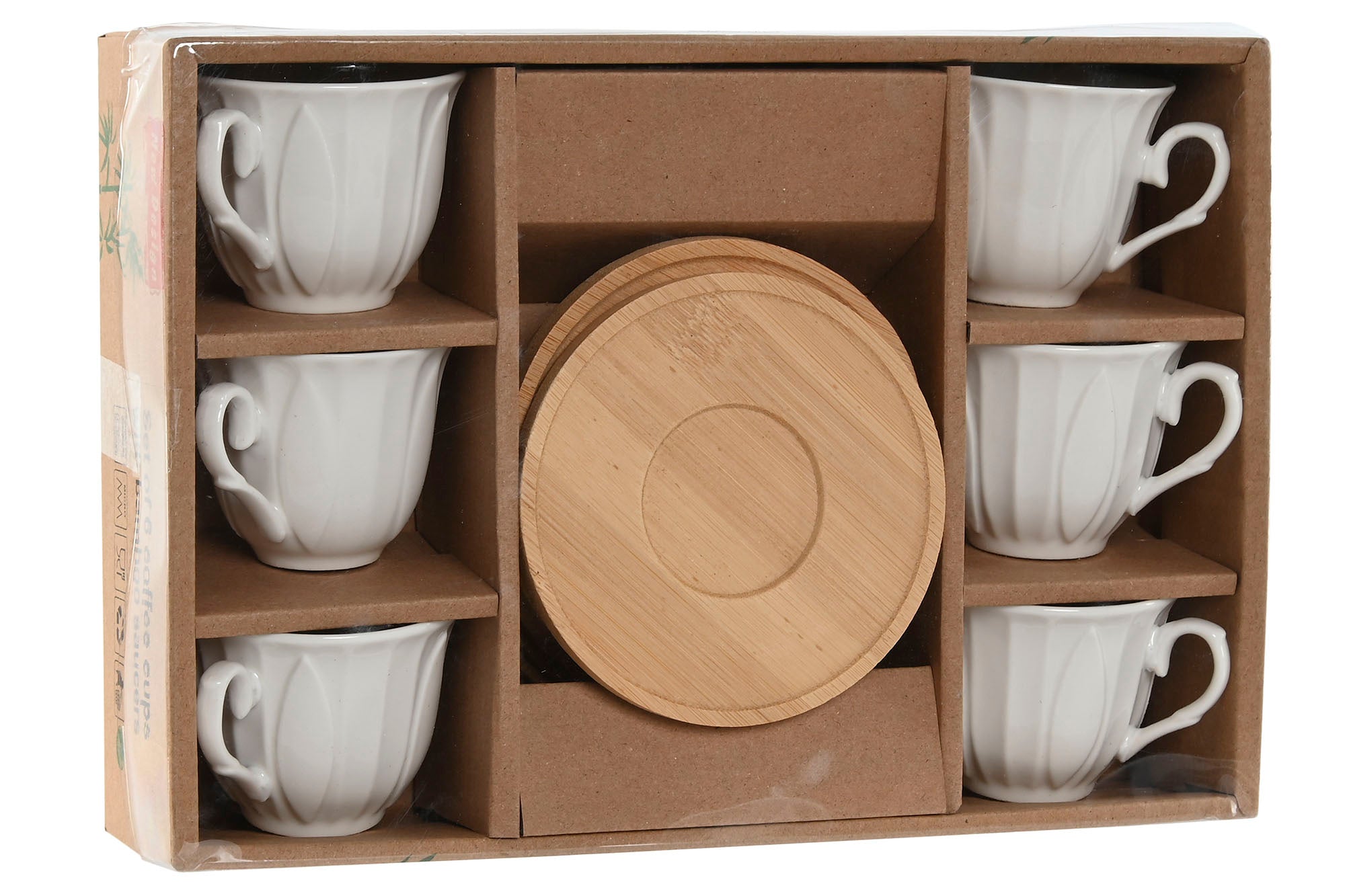 Cafe Set 6 Porcelana Bambu 8,3X6,8X5,5 90Ml Blanco