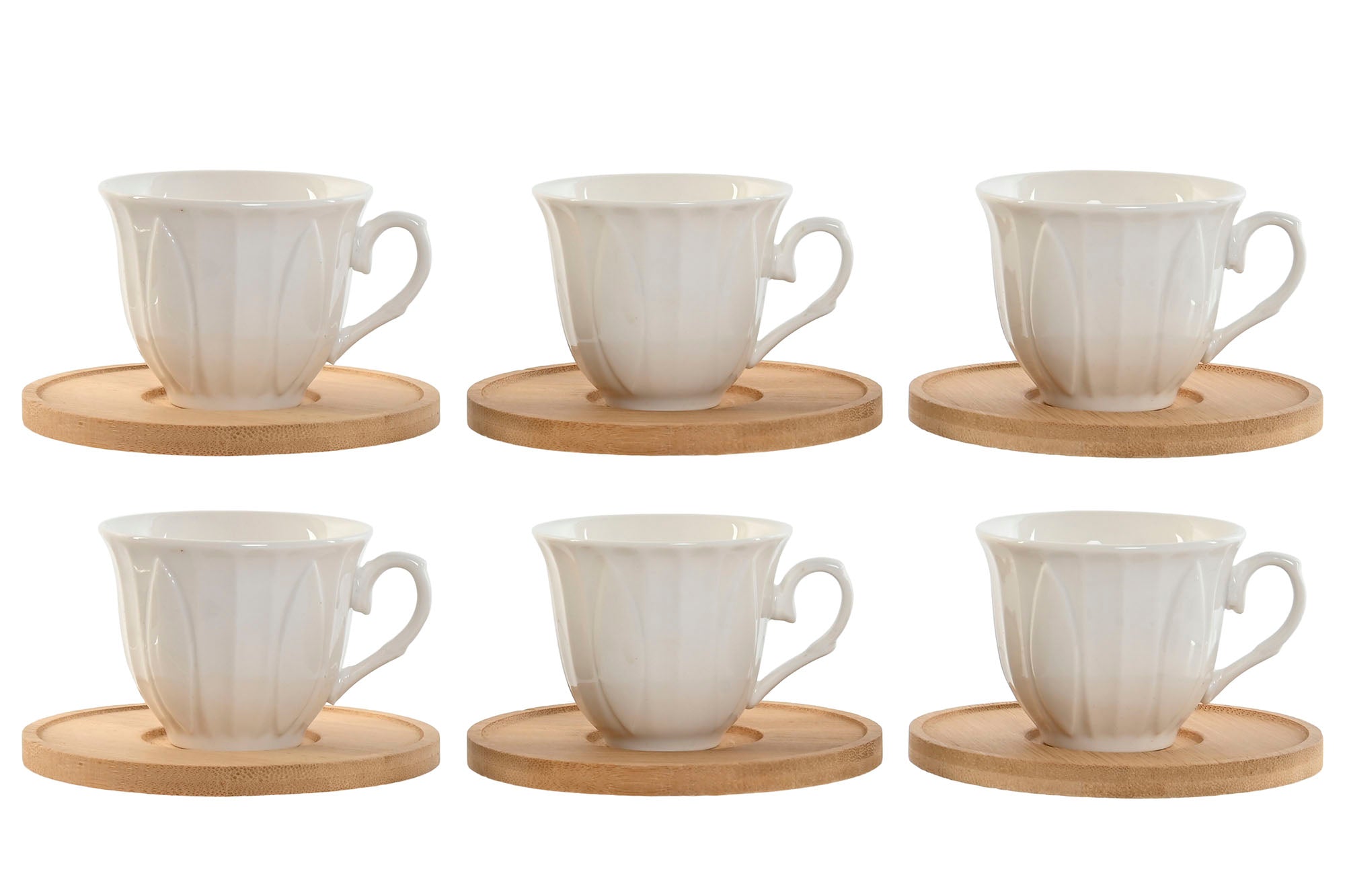 Cafe Set 6 Porcelana Bambu 8,3X6,8X5,5 90Ml Blanco