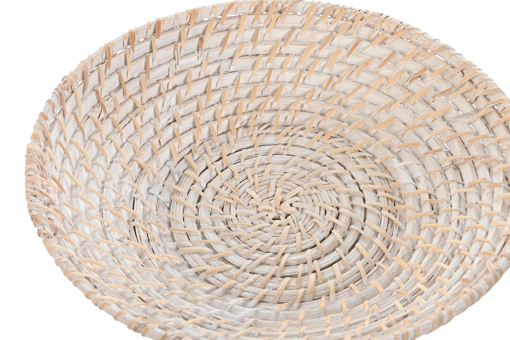 Conjunto de Mesa de Centro 2 Bambu Rattan 35X35X8 30X7 Branco