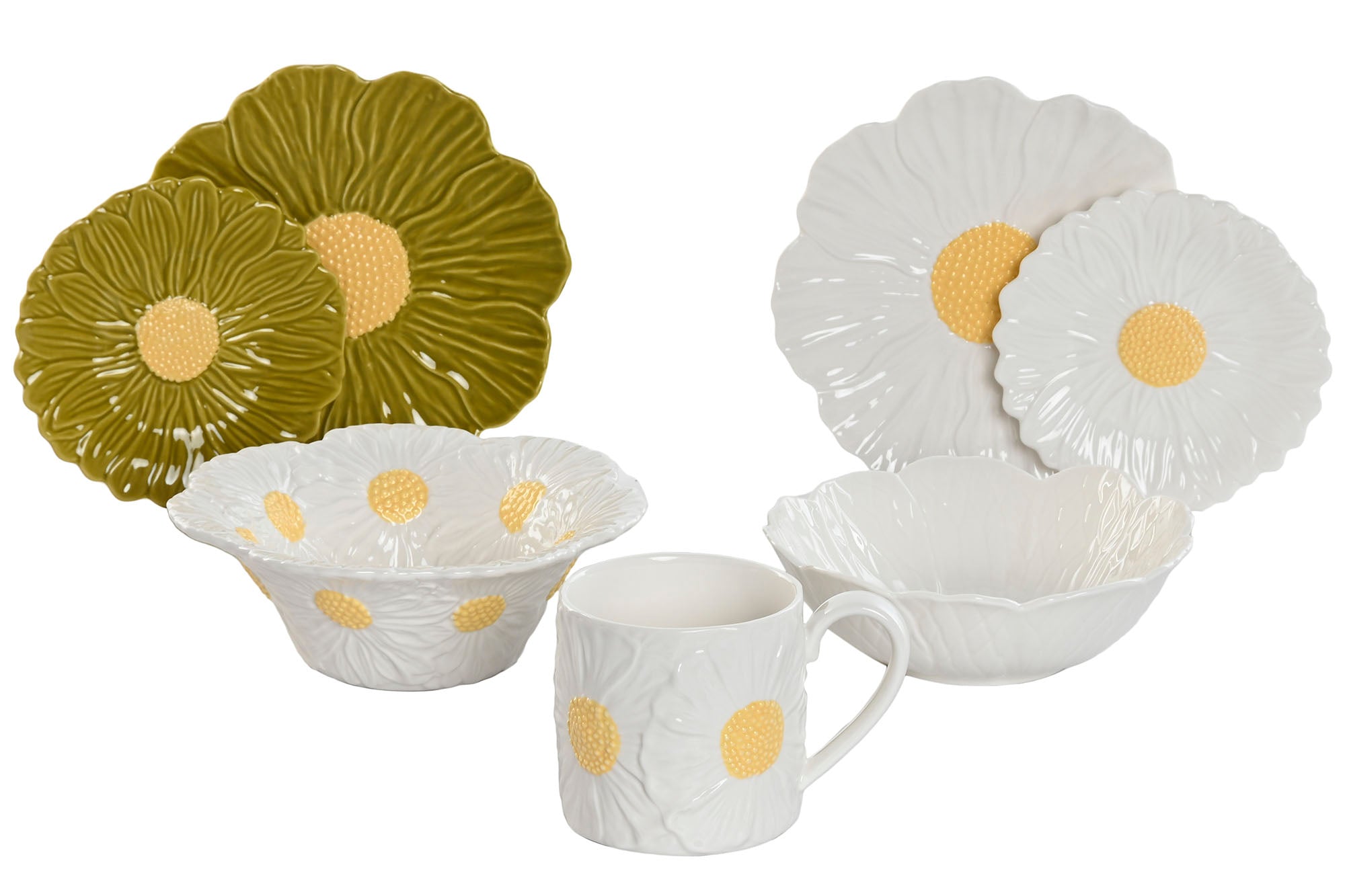 Porcelain Mug 14X9X9.3 430Ml Embossed Daisies