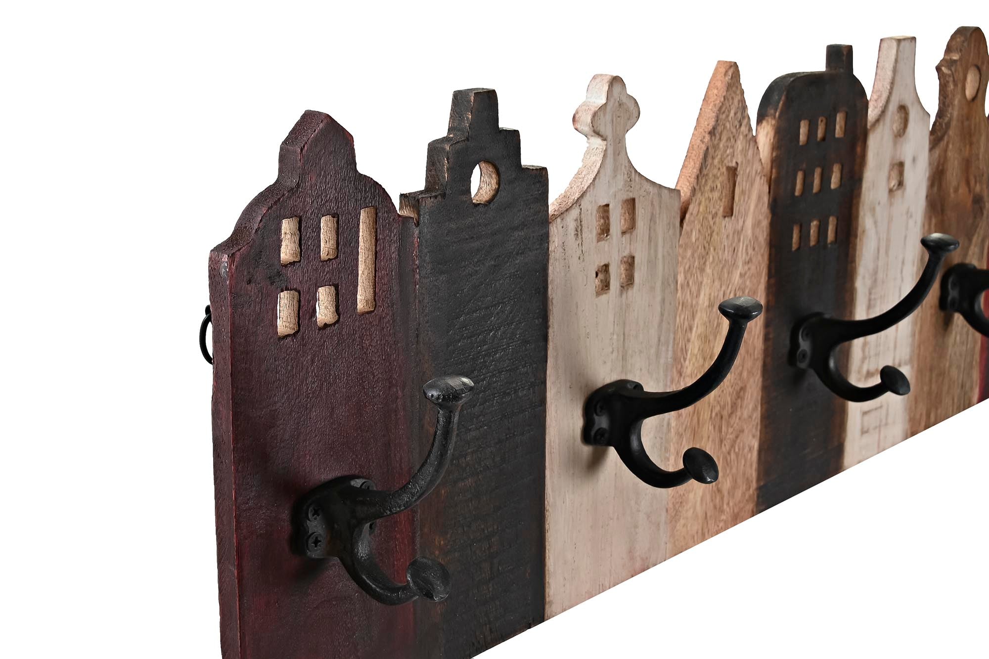 Cabideiro de parede Madeira Metal 83,5X10X25 Natural