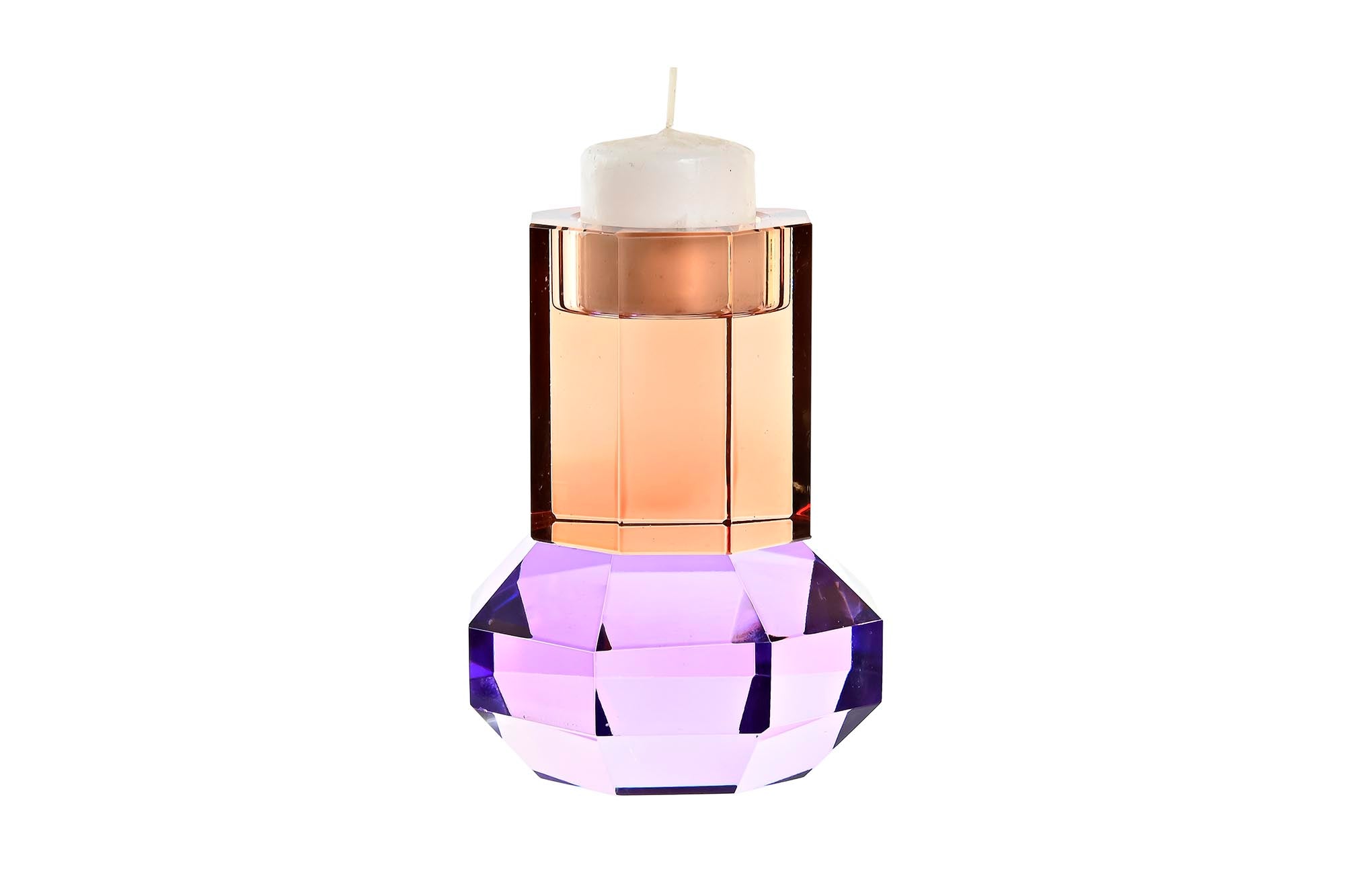 Portavela Cristal 9X9X12 Bicolor