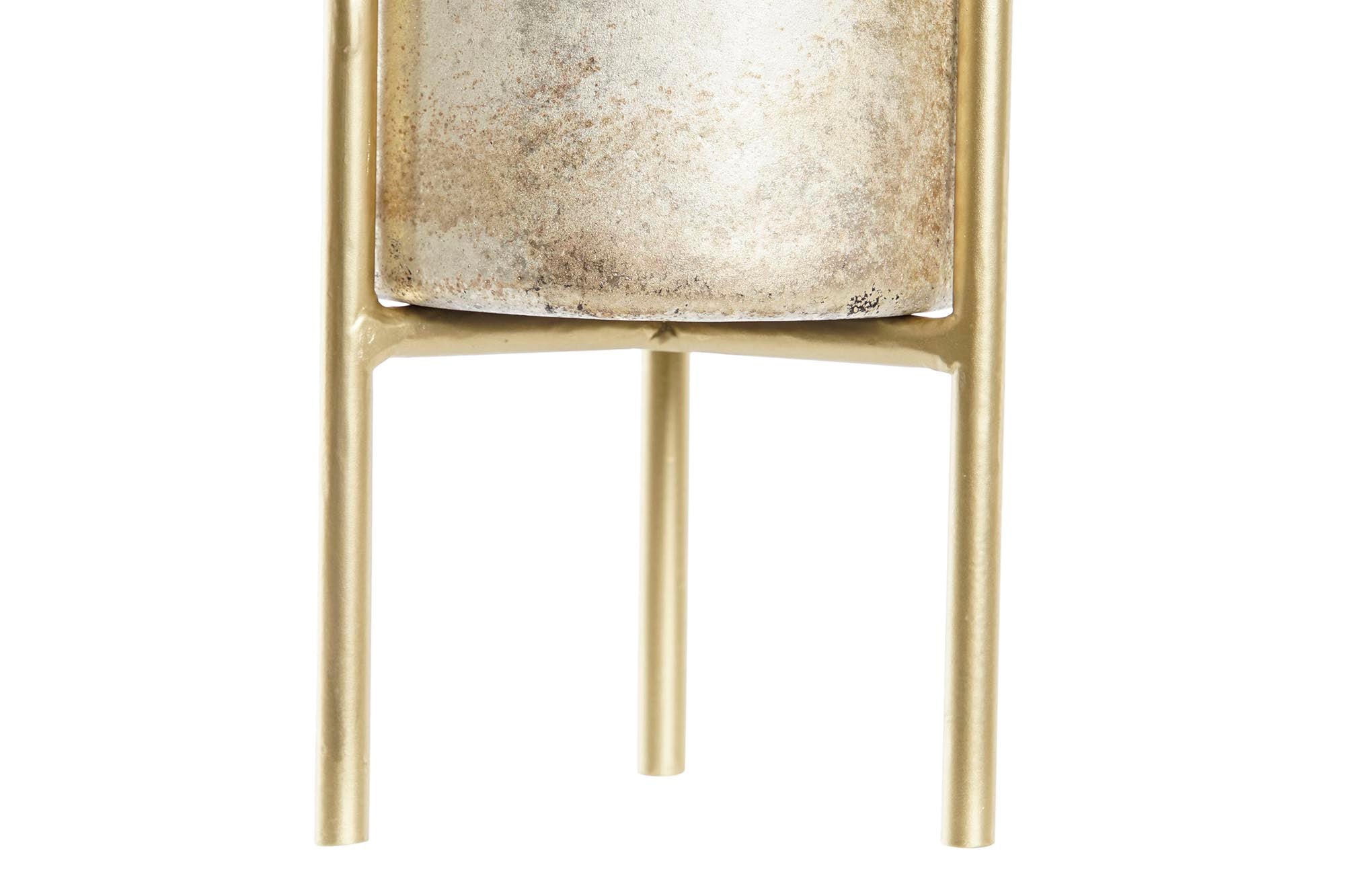 Portavela Cristal Metal 10X10X23 Desgastado