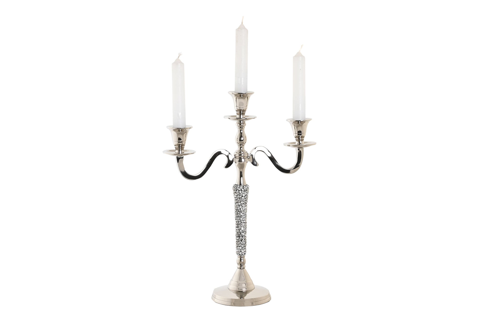 Candelabro Aluminio 26X10X35 3 Velas Plateado