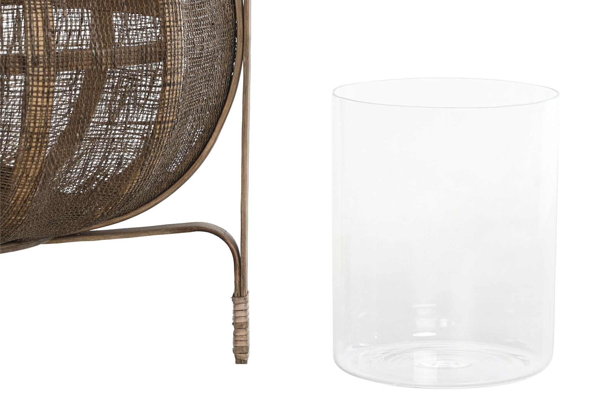 Porta-velas de linho de bambu 35X35X47 Natural Marrom