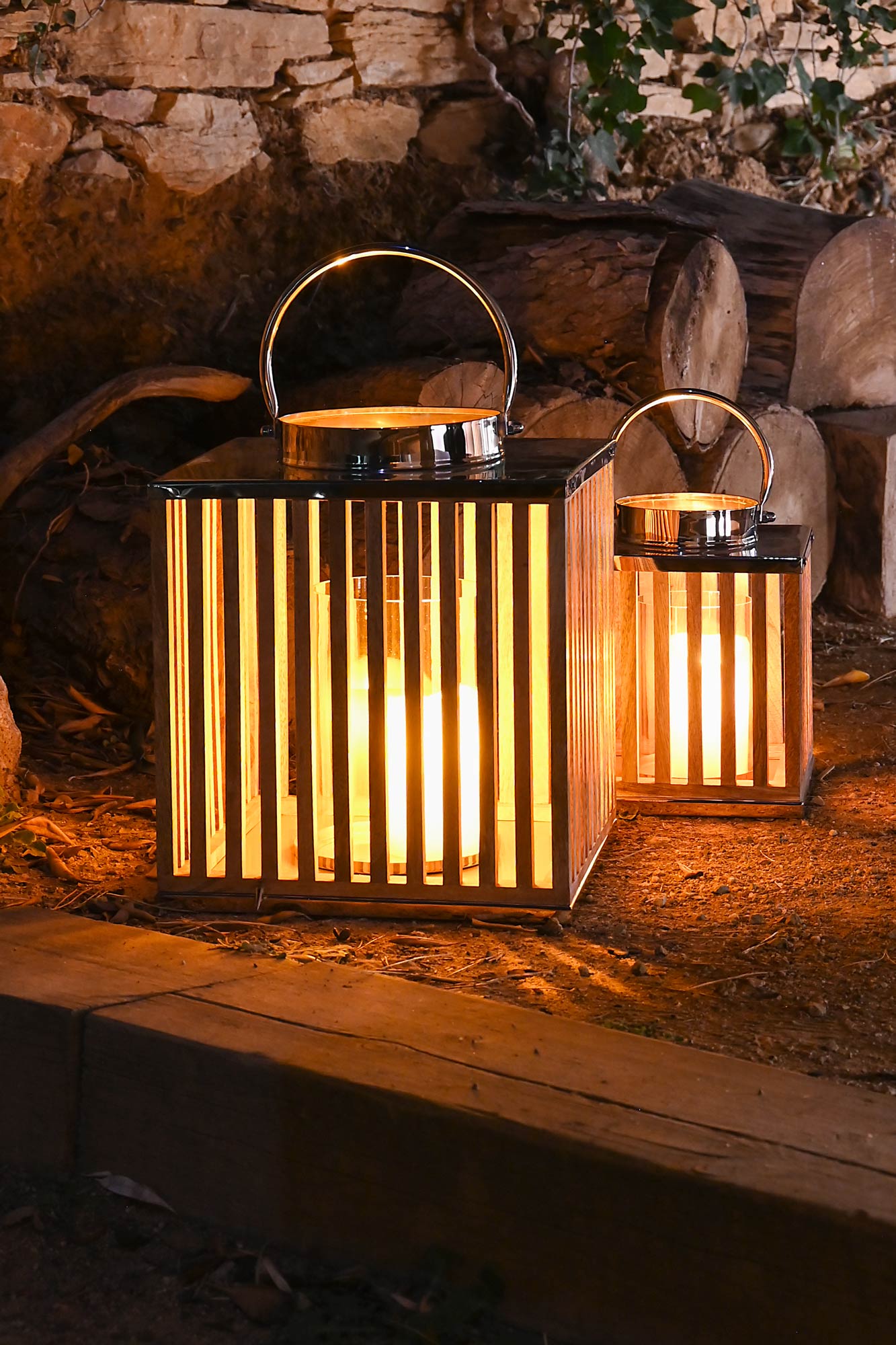 Portavela Mango Cristal 31X31X35 Natural Marron