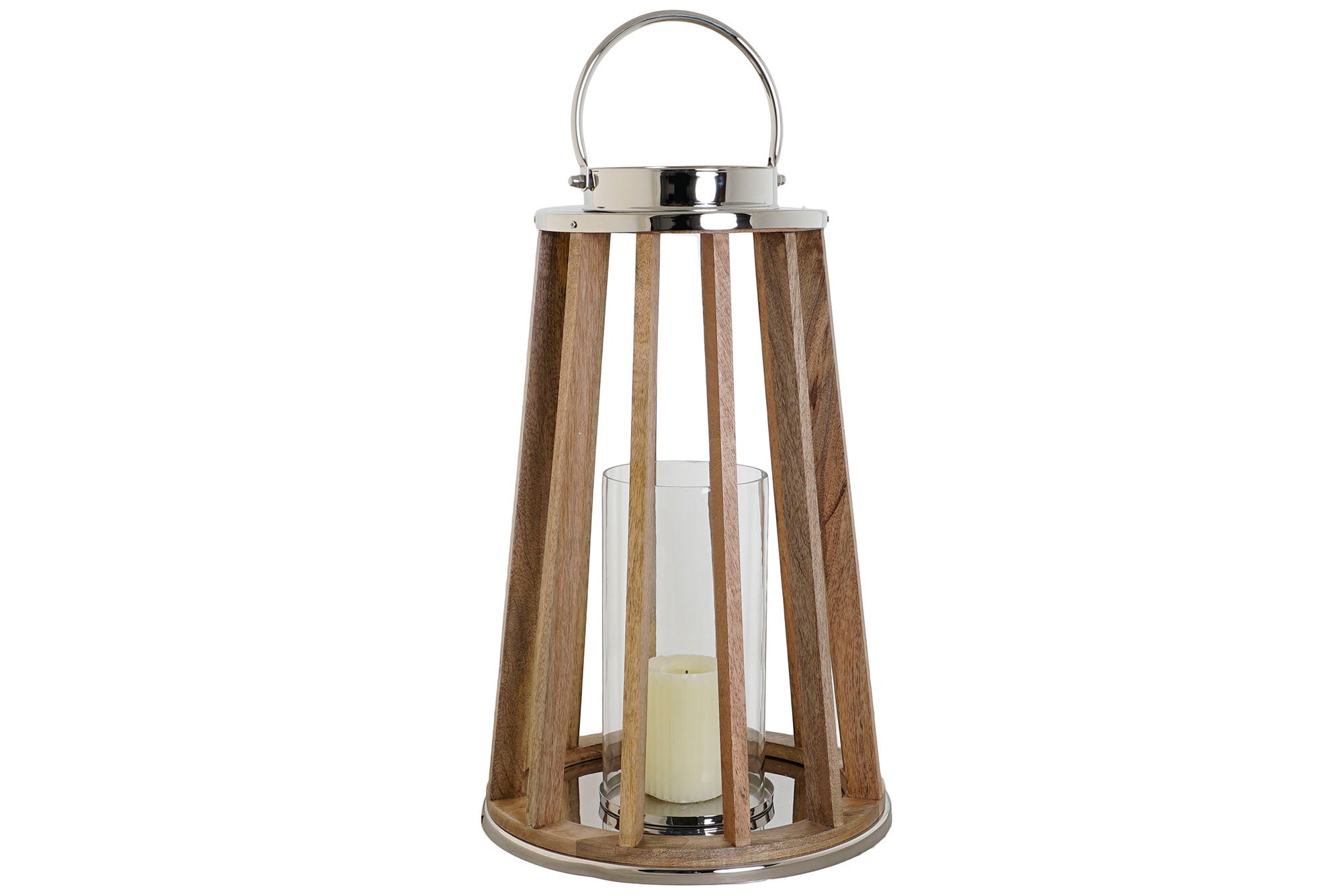 Portavela Mango Cristal 32X32X51 Natural Marron