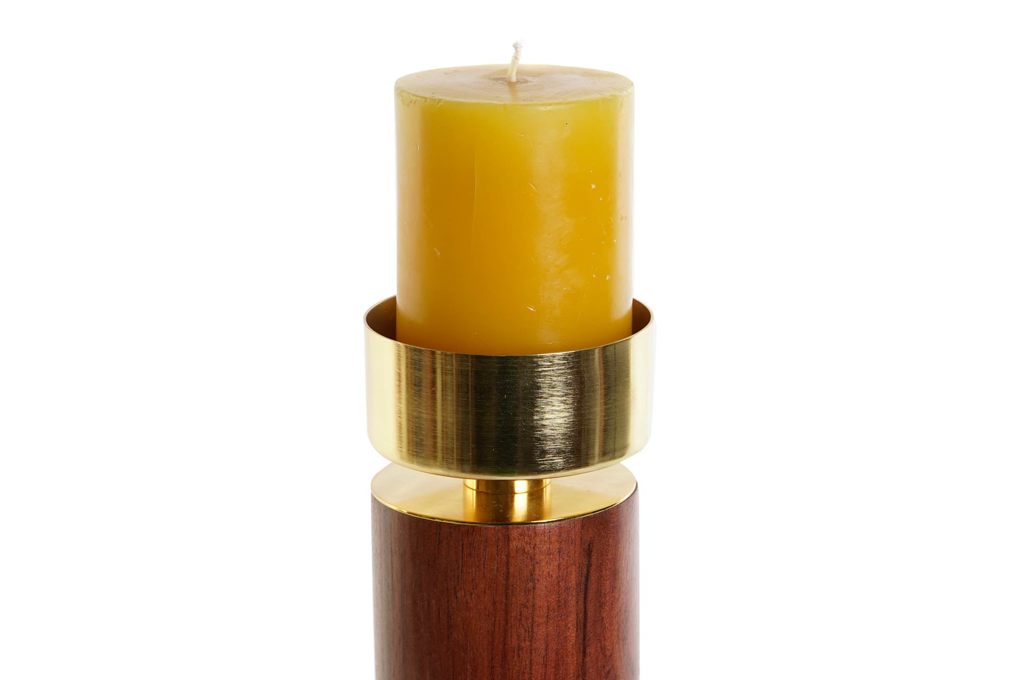 Porta-velas de alumínio Acácia 8X8X27 Marrom