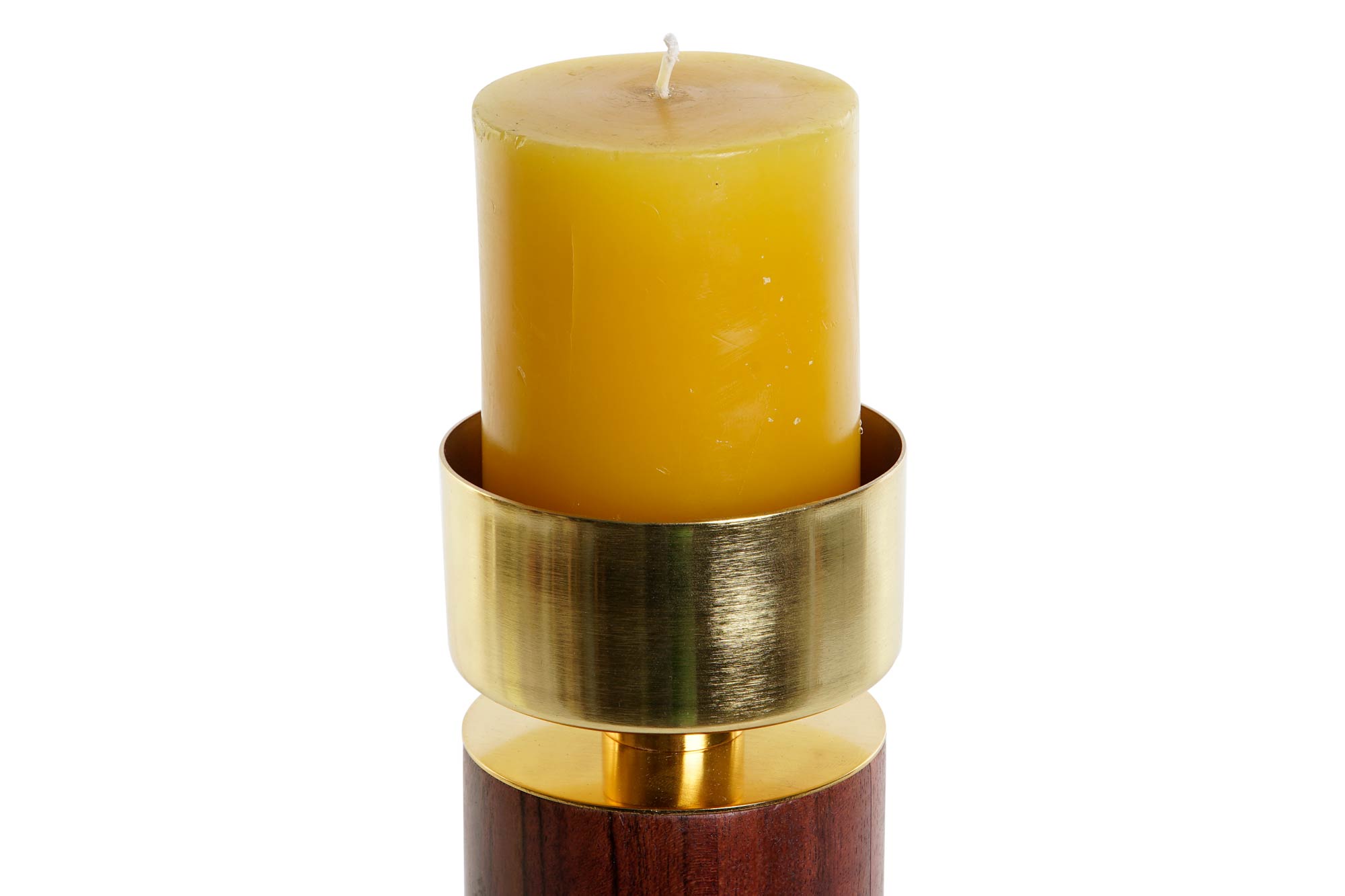 Porta-velas de alumínio Acácia 8X8X18 Marrom