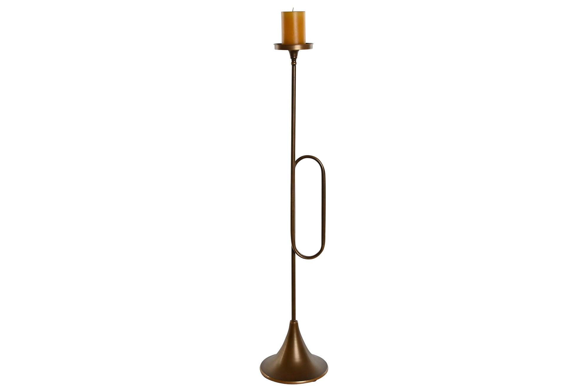 Portavela Metal 21X21X98 Trompeta Dorado