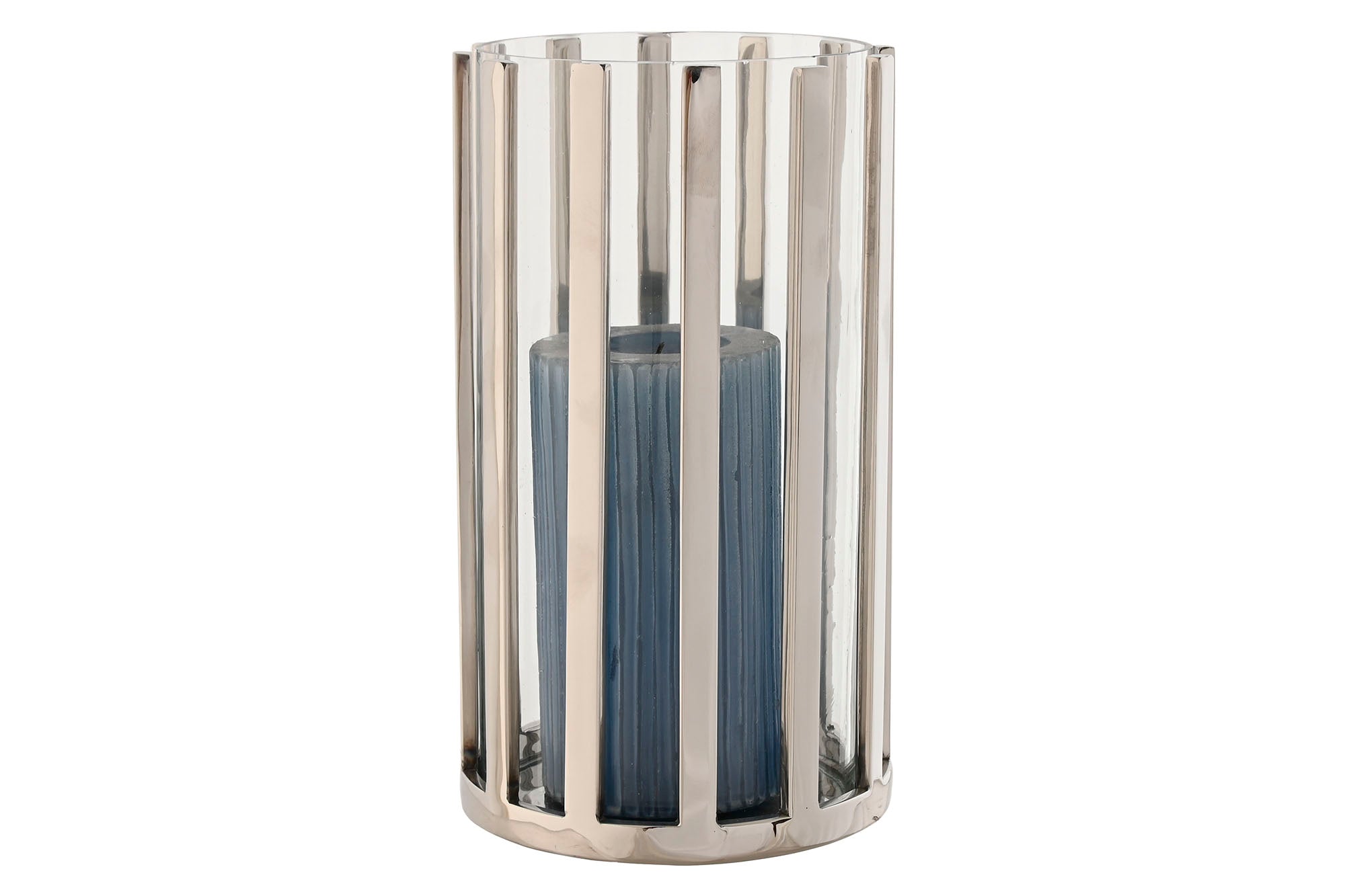 Portavela Acero Cristal 12X12X20 Cromado Plateado