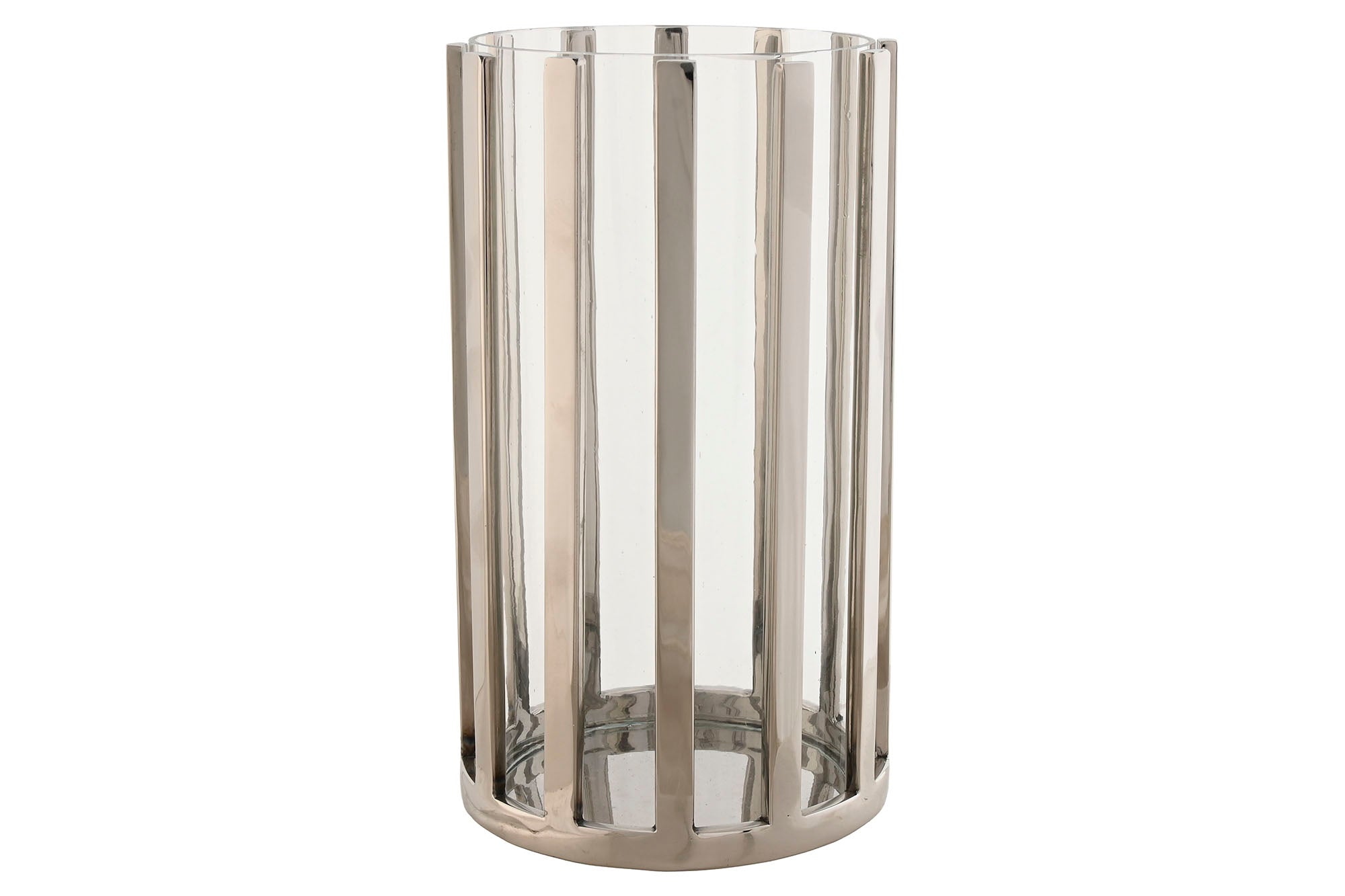 Portavela Acero Cristal 12X12X20 Cromado Plateado