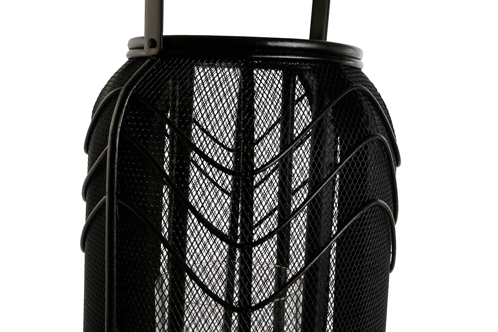 Portavela Metal Ratan 21,5X21,5X43,5 Negro