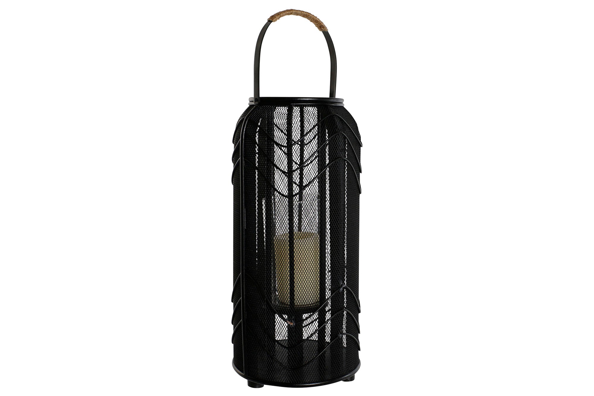 Portavela Metal Ratan 21,5X21,5X43,5 Negro