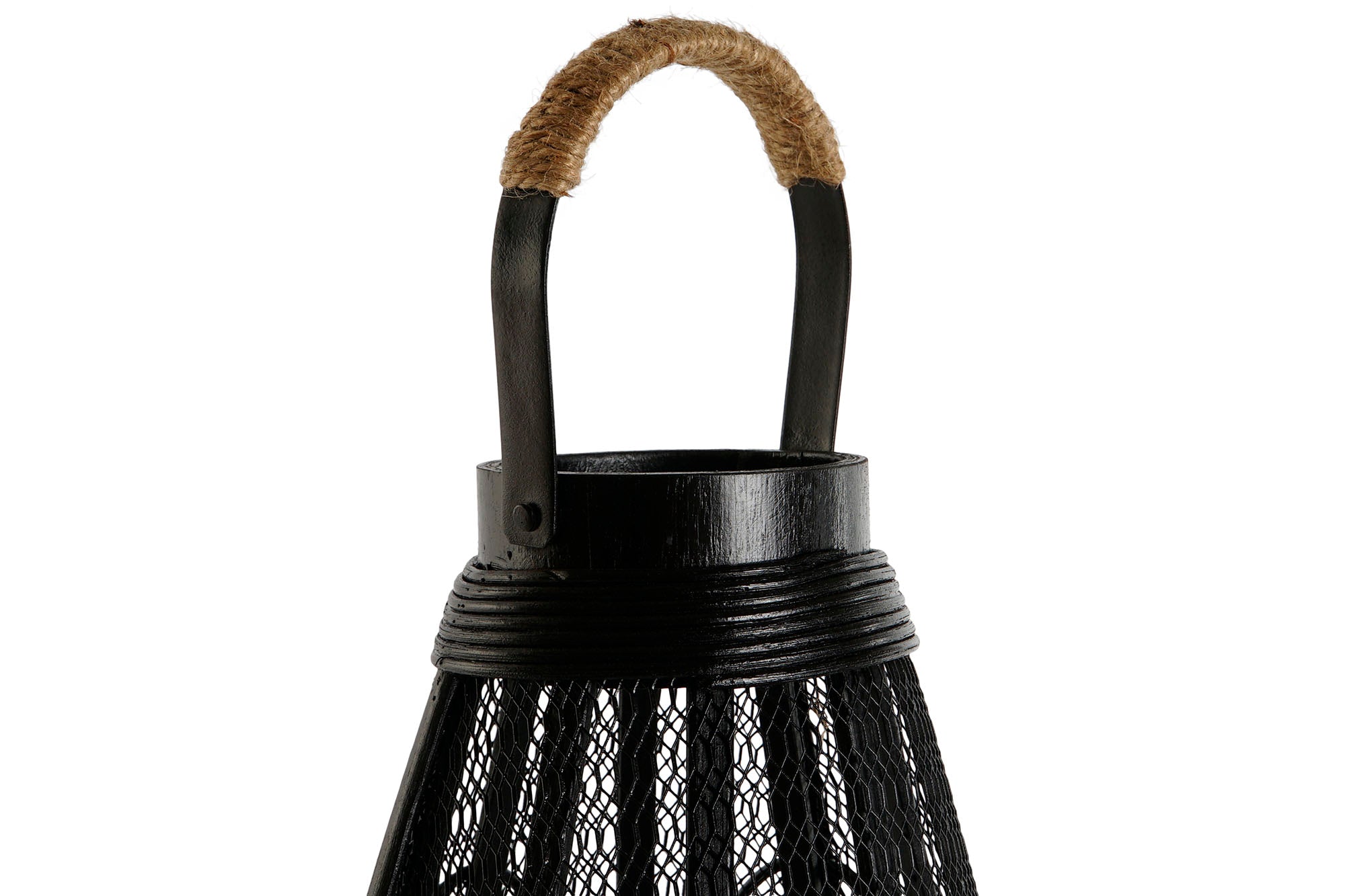Portavela Metal Ratan 28X28X50 Negro