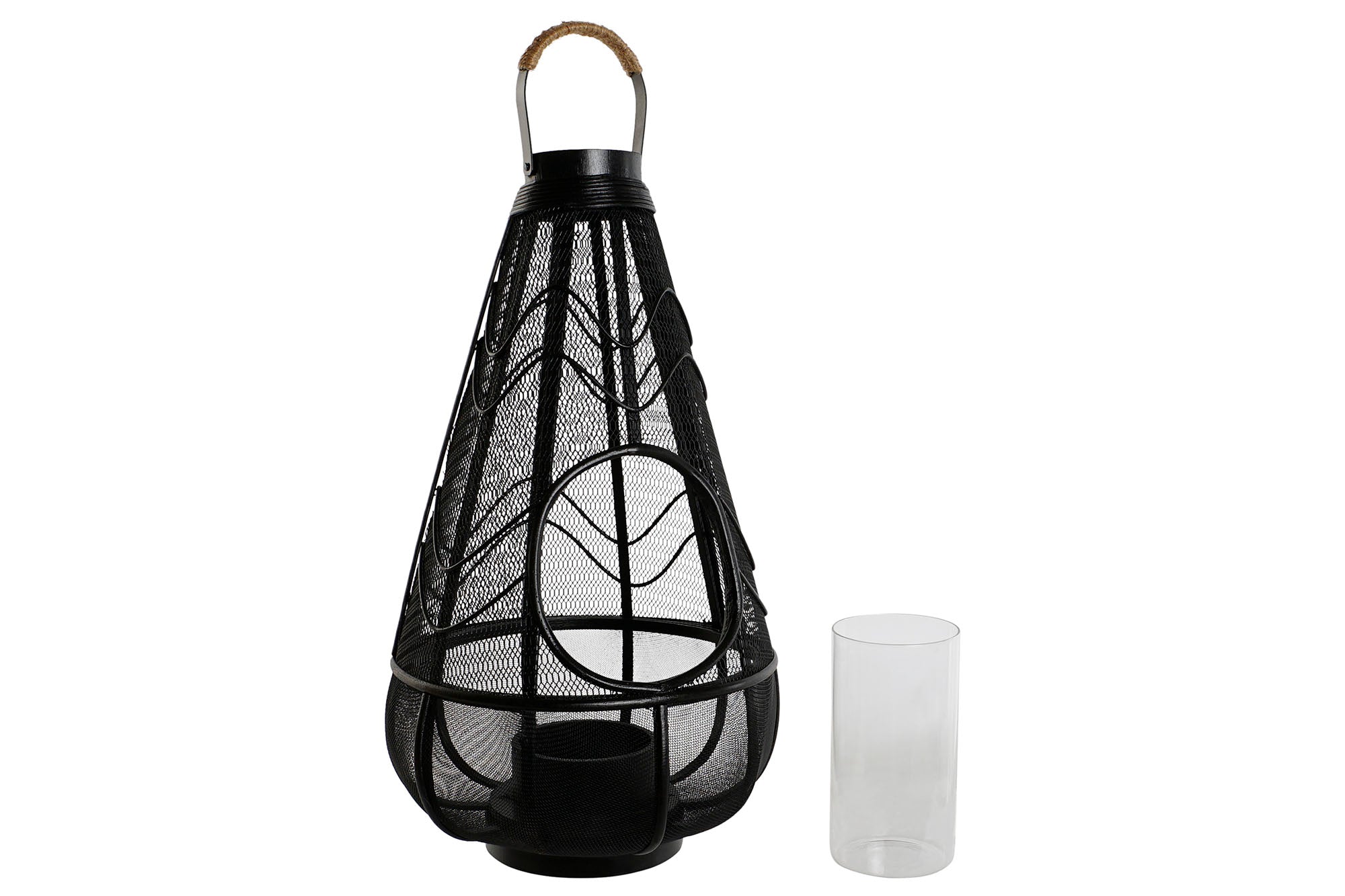 Portavela Metal Ratan 28X28X50 Negro