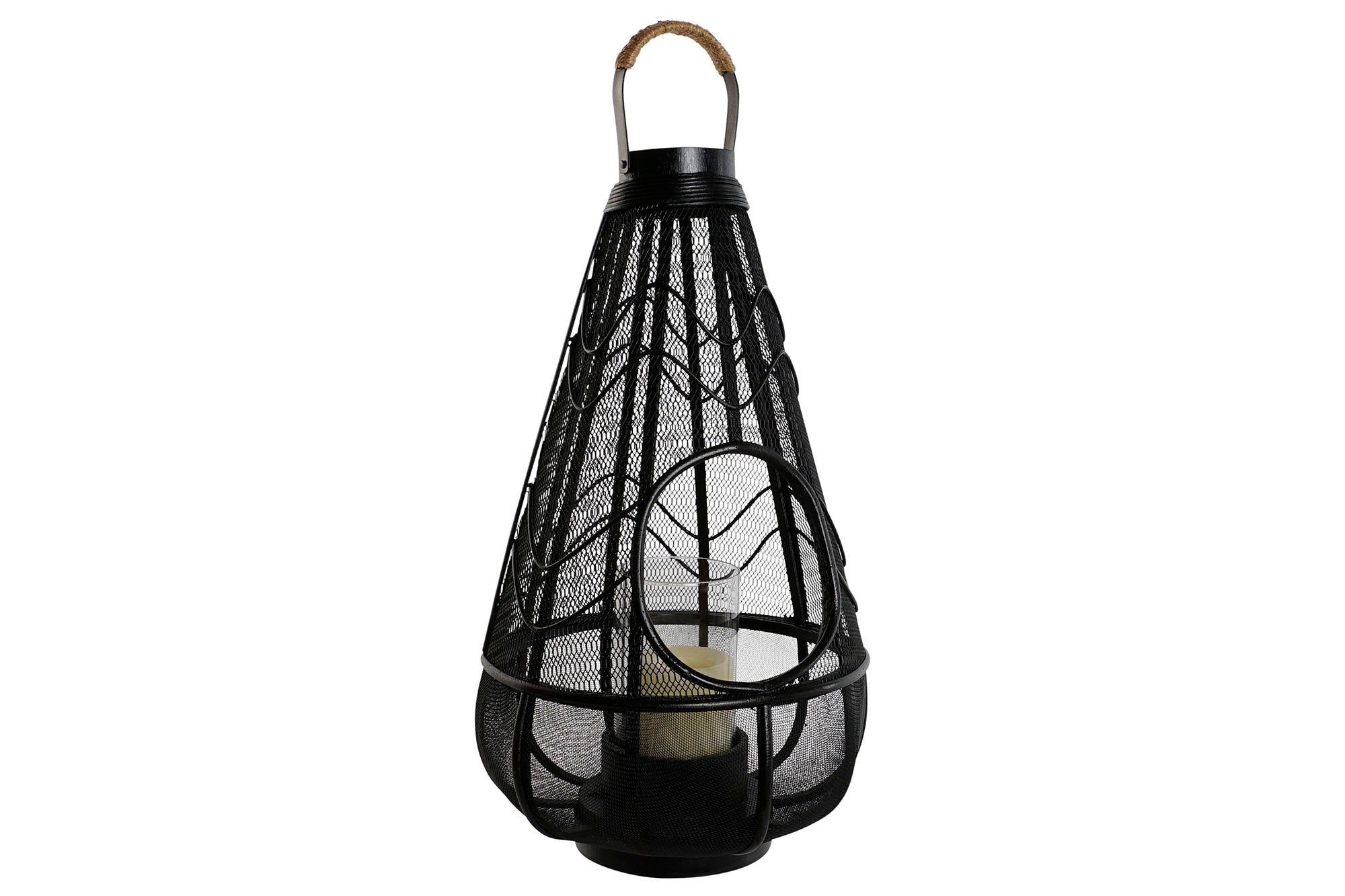 Portavela Metal Ratan 28X28X50 Negro