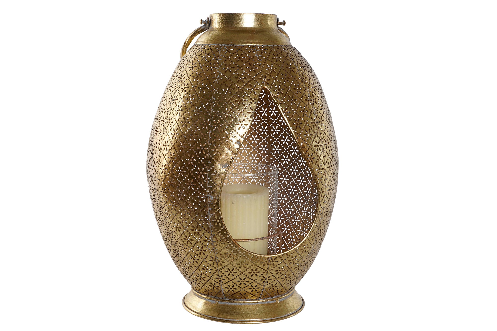 Portavela Metal Cristal 24X24X38,5 Dorado