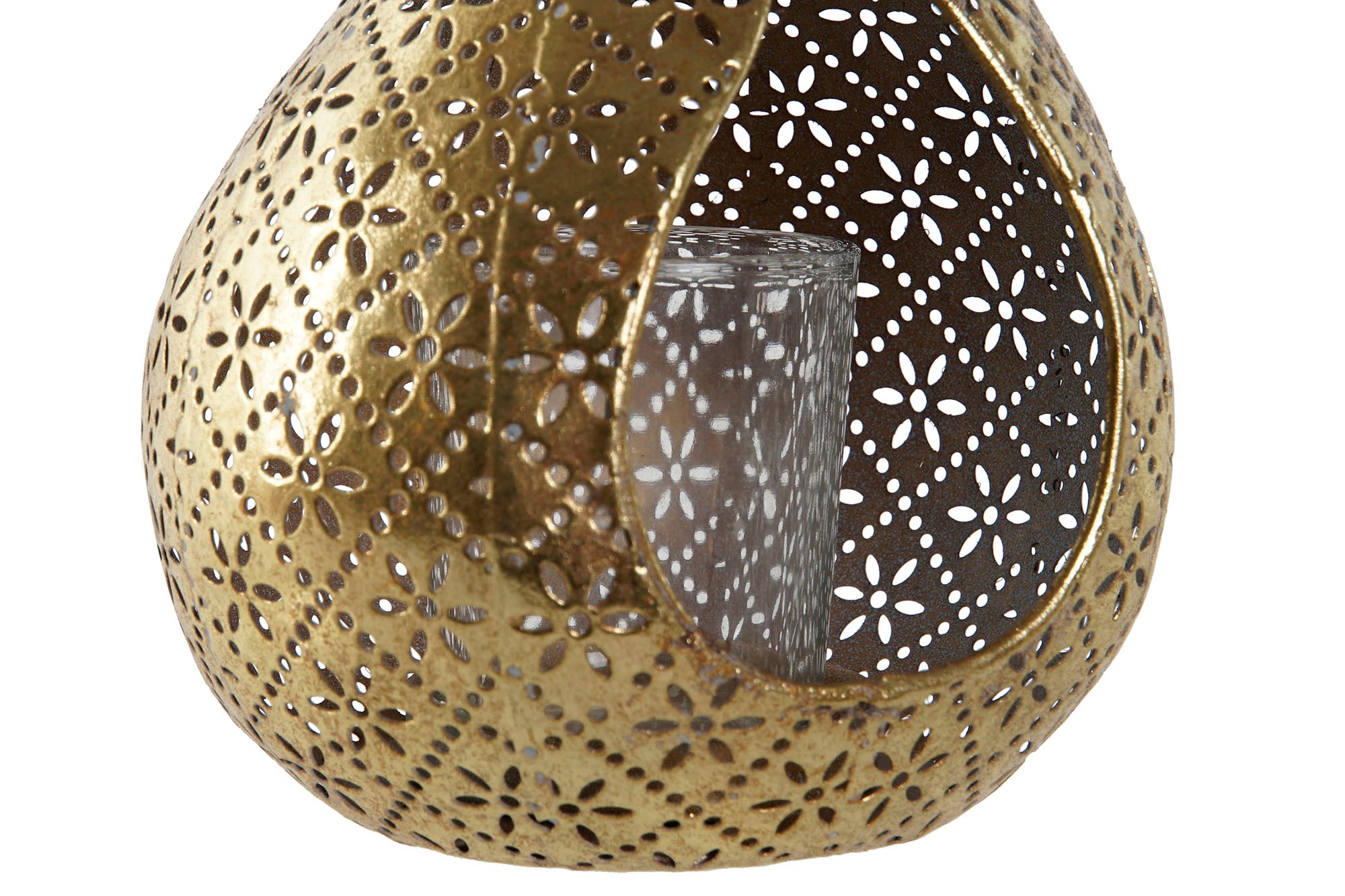 Porta-velas de vidro e metal 12,5x11,5x13,5 dourado