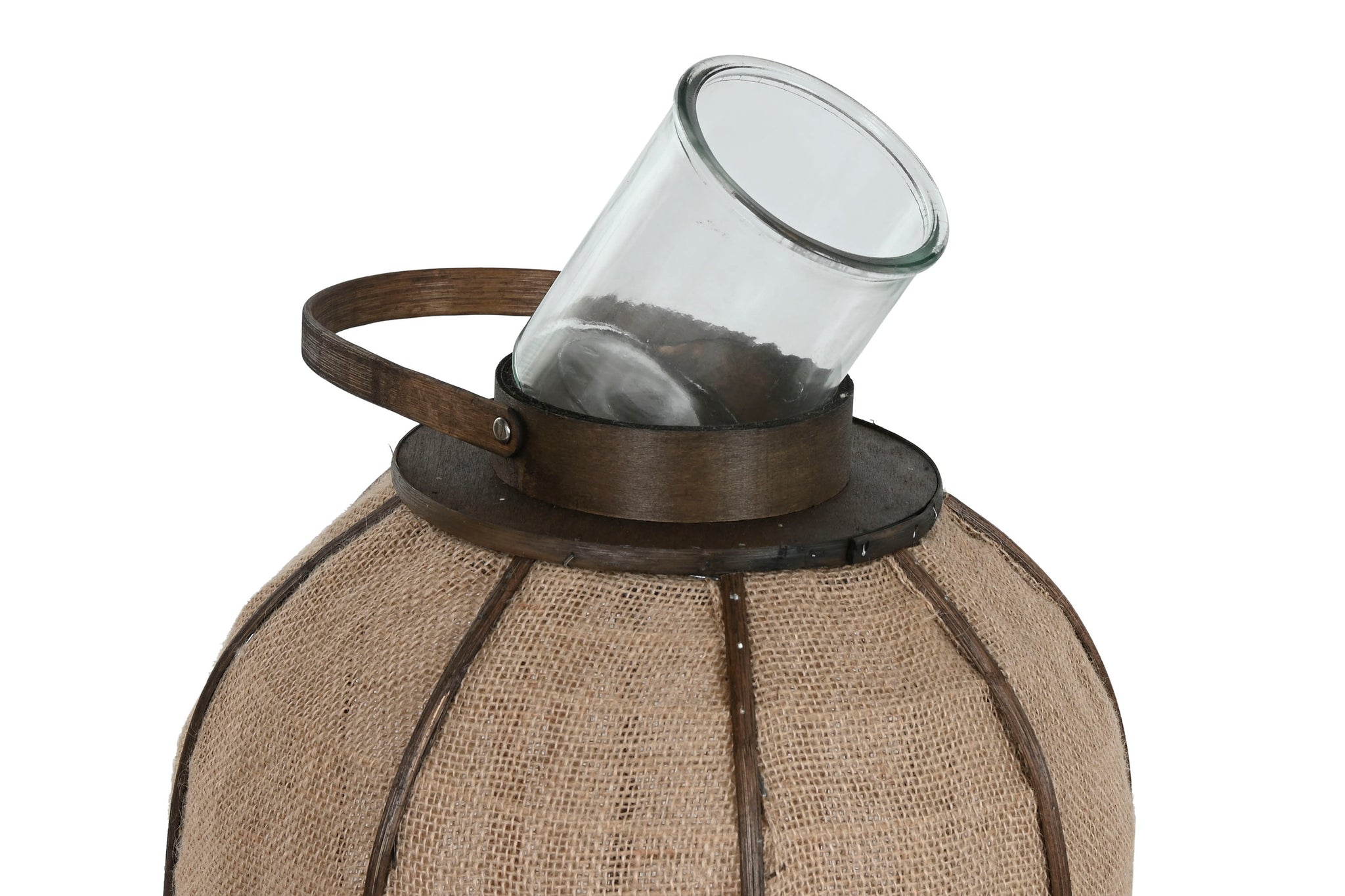Porta-velas de bambu e juta 33x33x77 natural