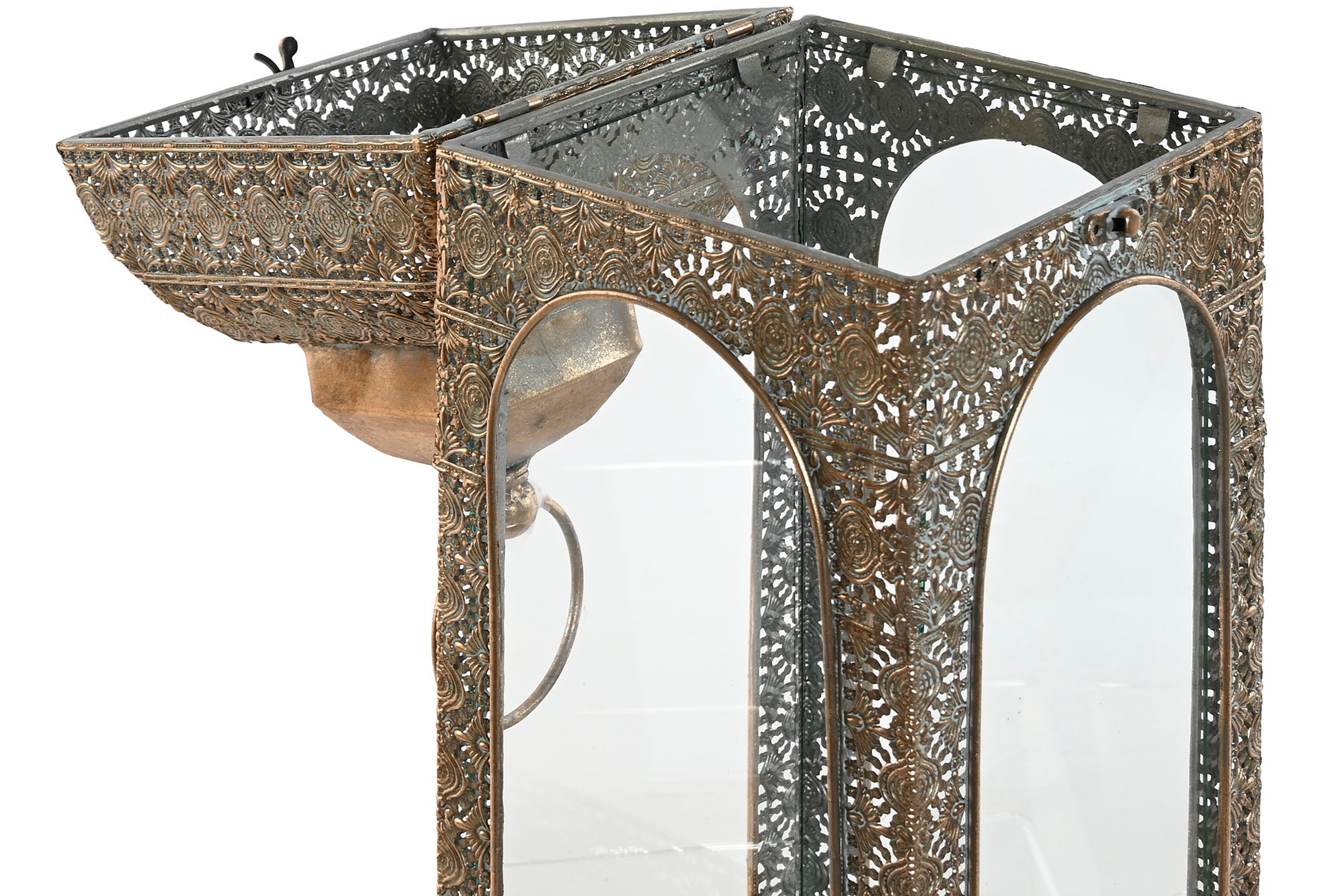 Conjunto de 2 lâmpadas de rua de metal e vidro 20x20x56 16x46,5 Decape