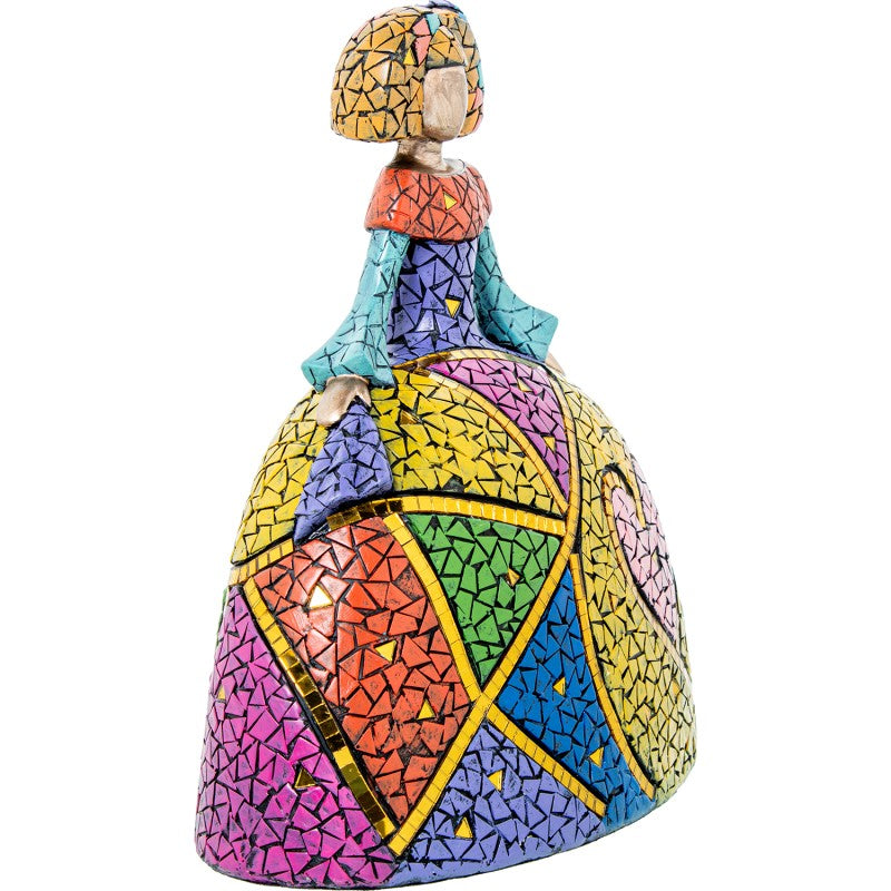 Figura Menina 28cm Resina Mosaico Colores