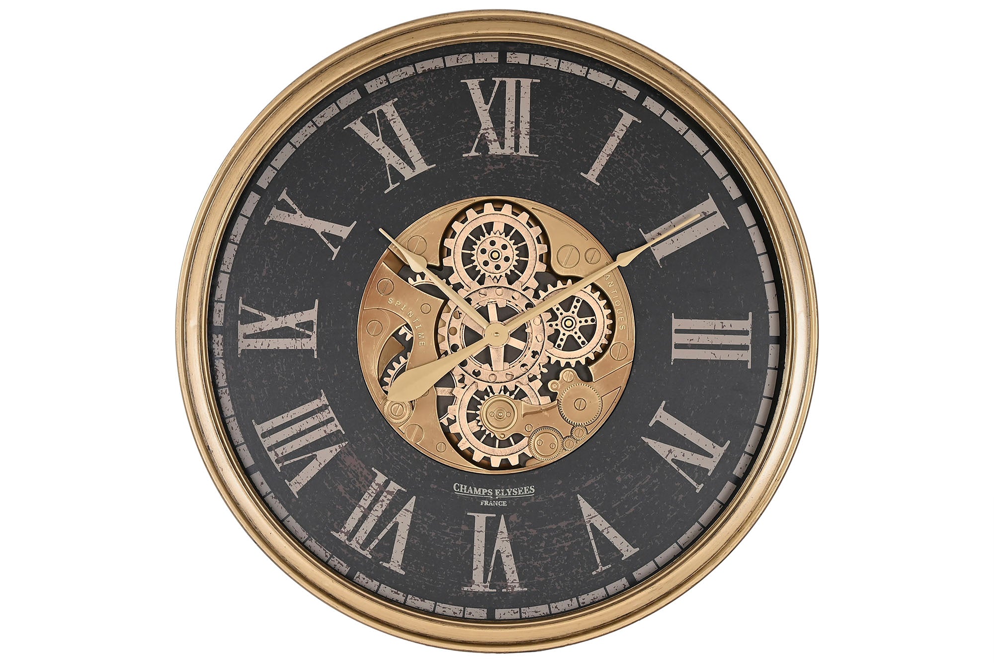 Reloj Pared Hierro Cristal 80X9,5X80 Dorado