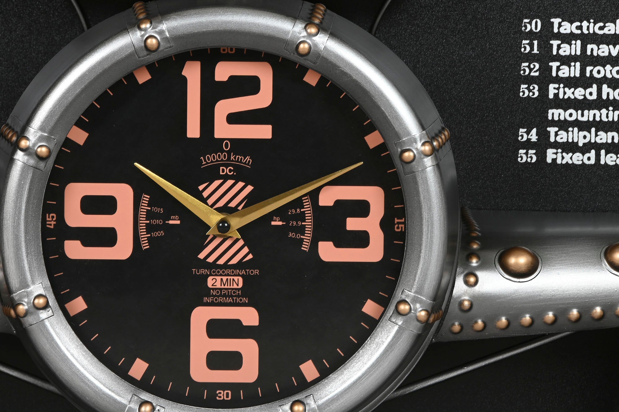 Reloj Pared Set 3 Metal 175X21X64 Avion Plateado