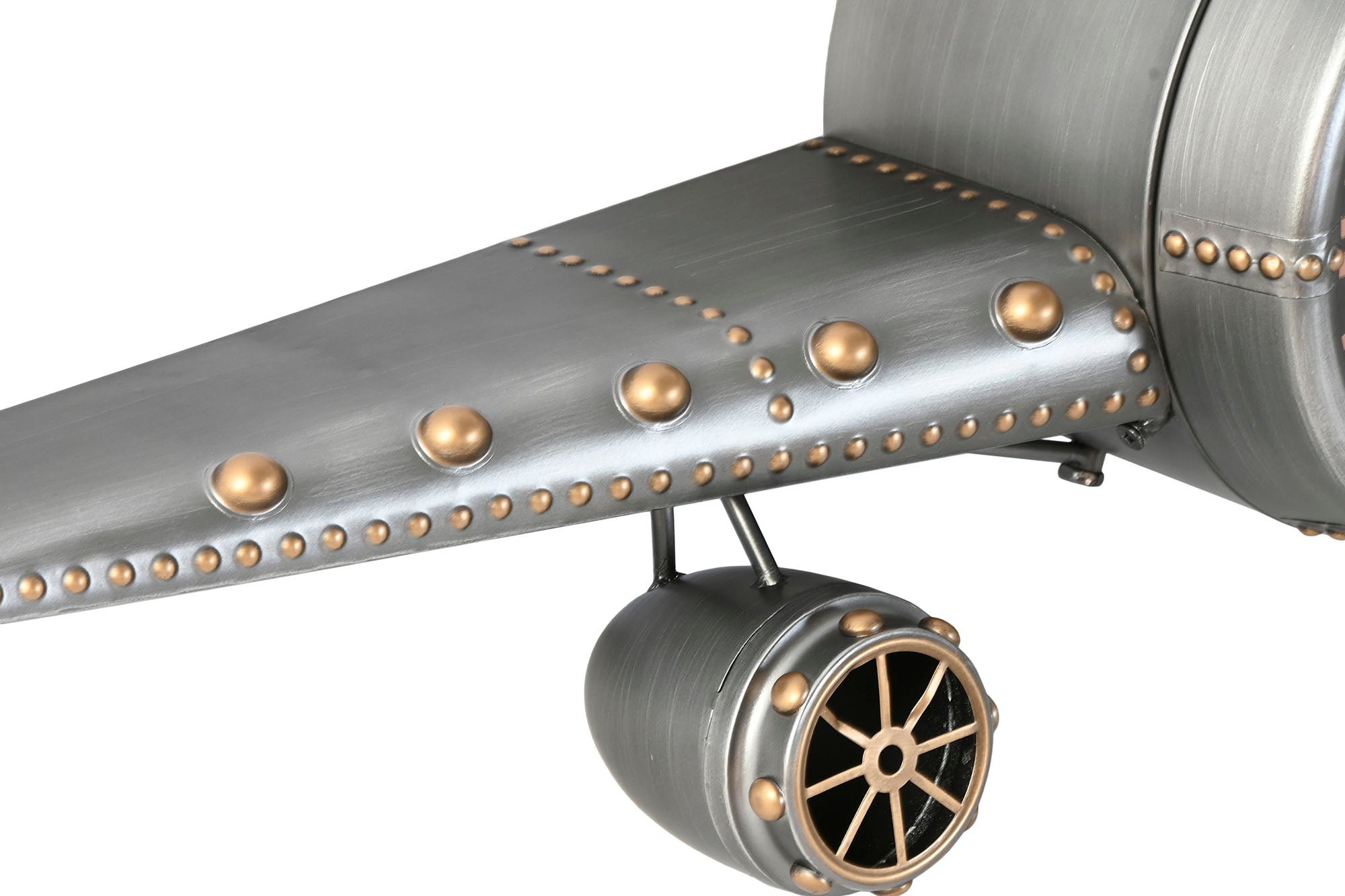Reloj Pared Metal 143X20X46 Avion Plateado