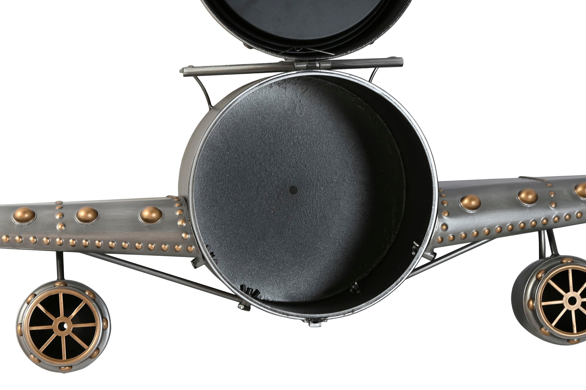 Reloj Pared Metal 143X20X46 Avion Plateado