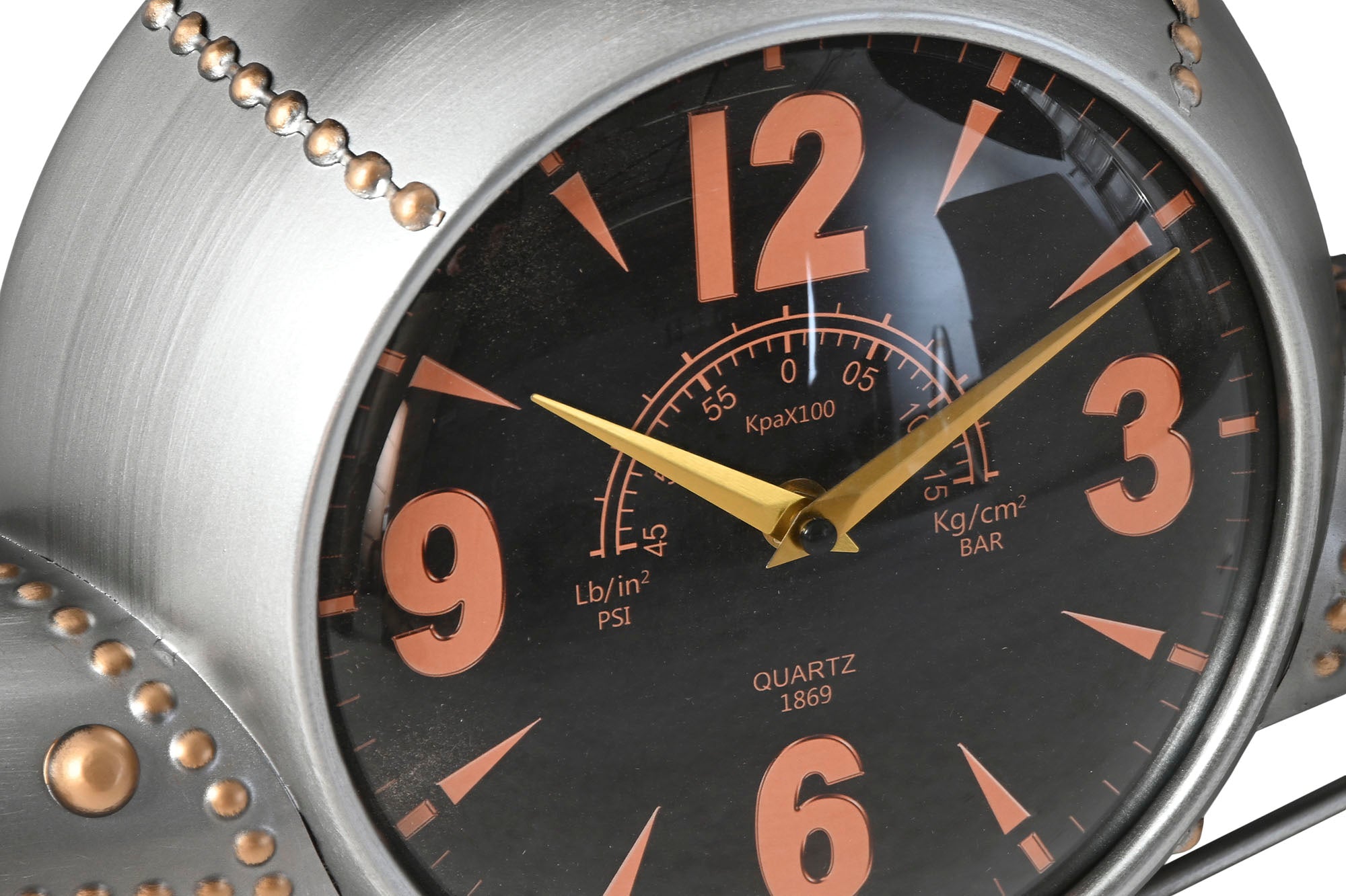 Reloj Pared Metal 114X11X40 Avion Plateado
