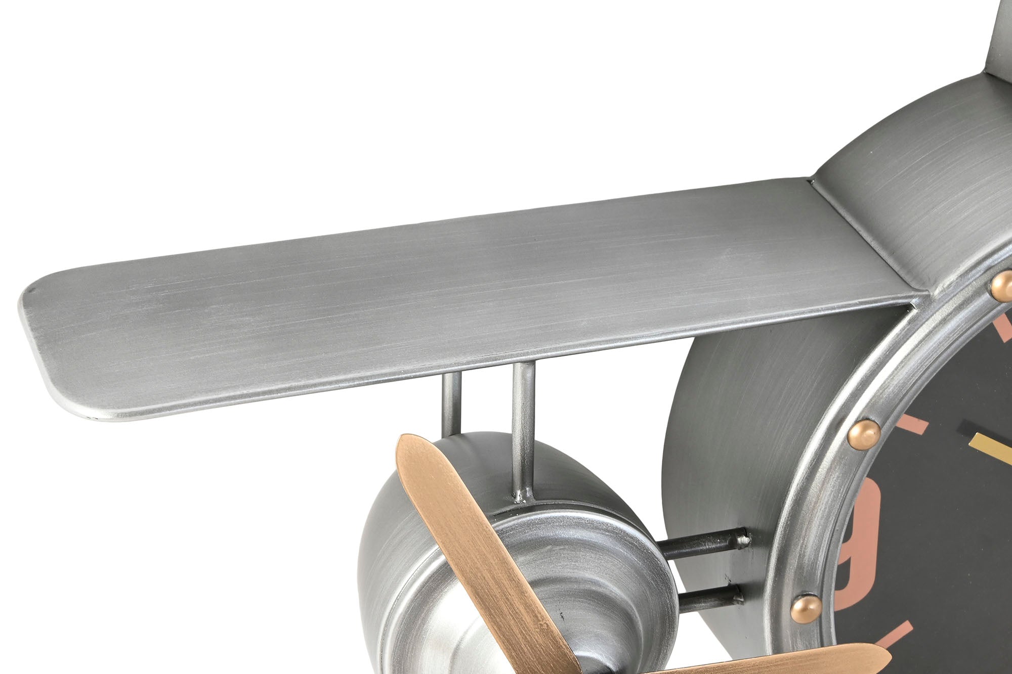 Reloj Pared Metal 87X17X52,5 Avion Plateado