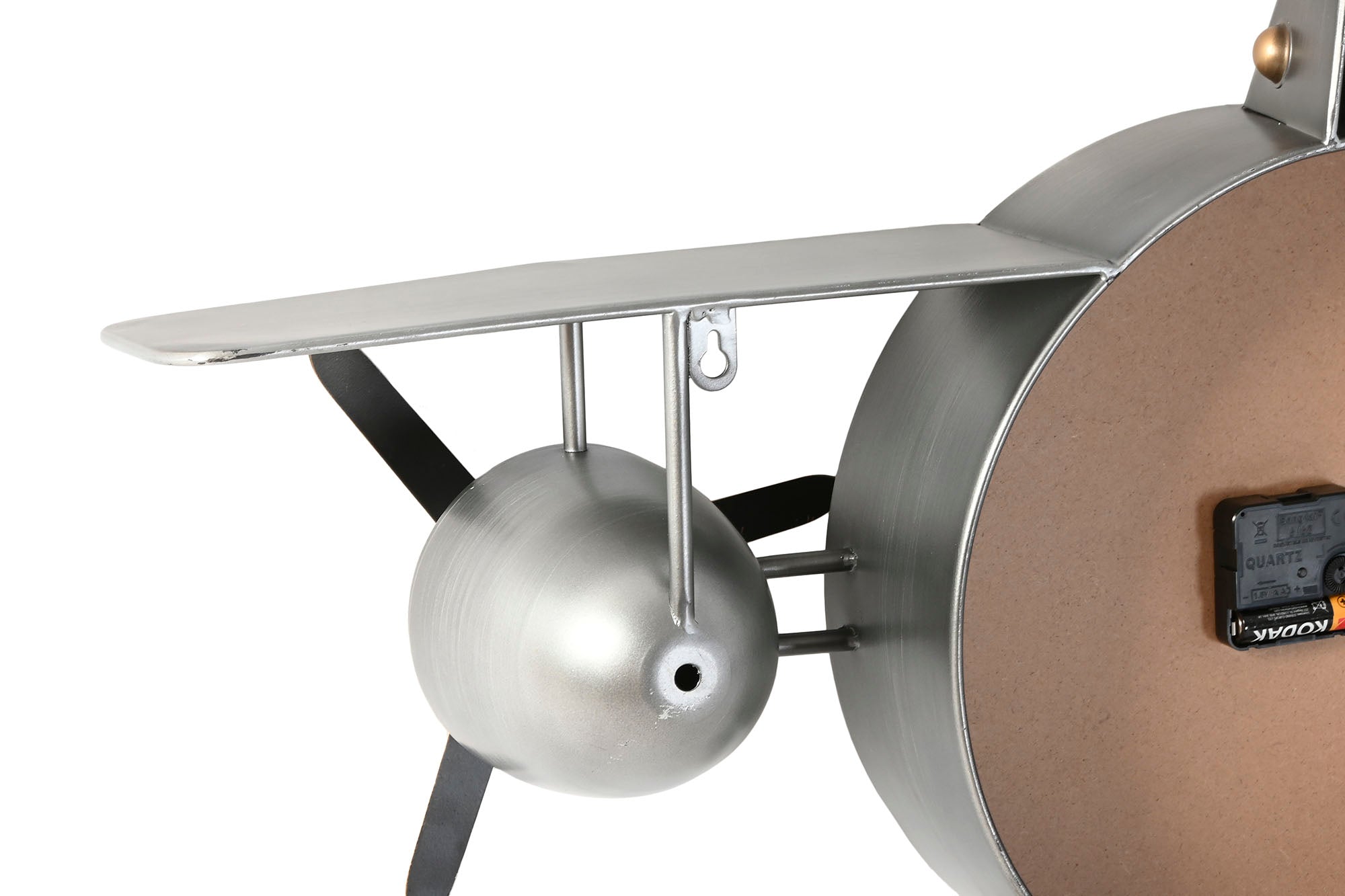 Reloj Pared Metal 87X17X52,5 Avion Plateado