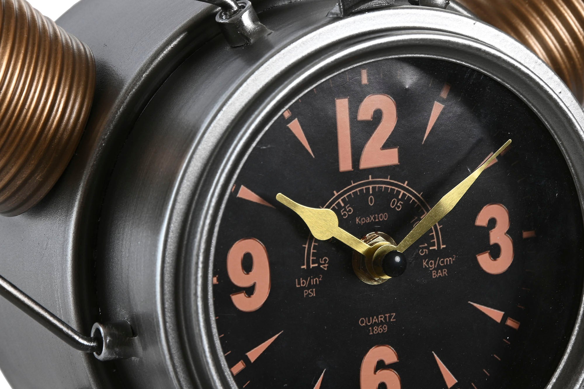 Reloj Pared Metal 63X12X55 Helice Avion Plateado